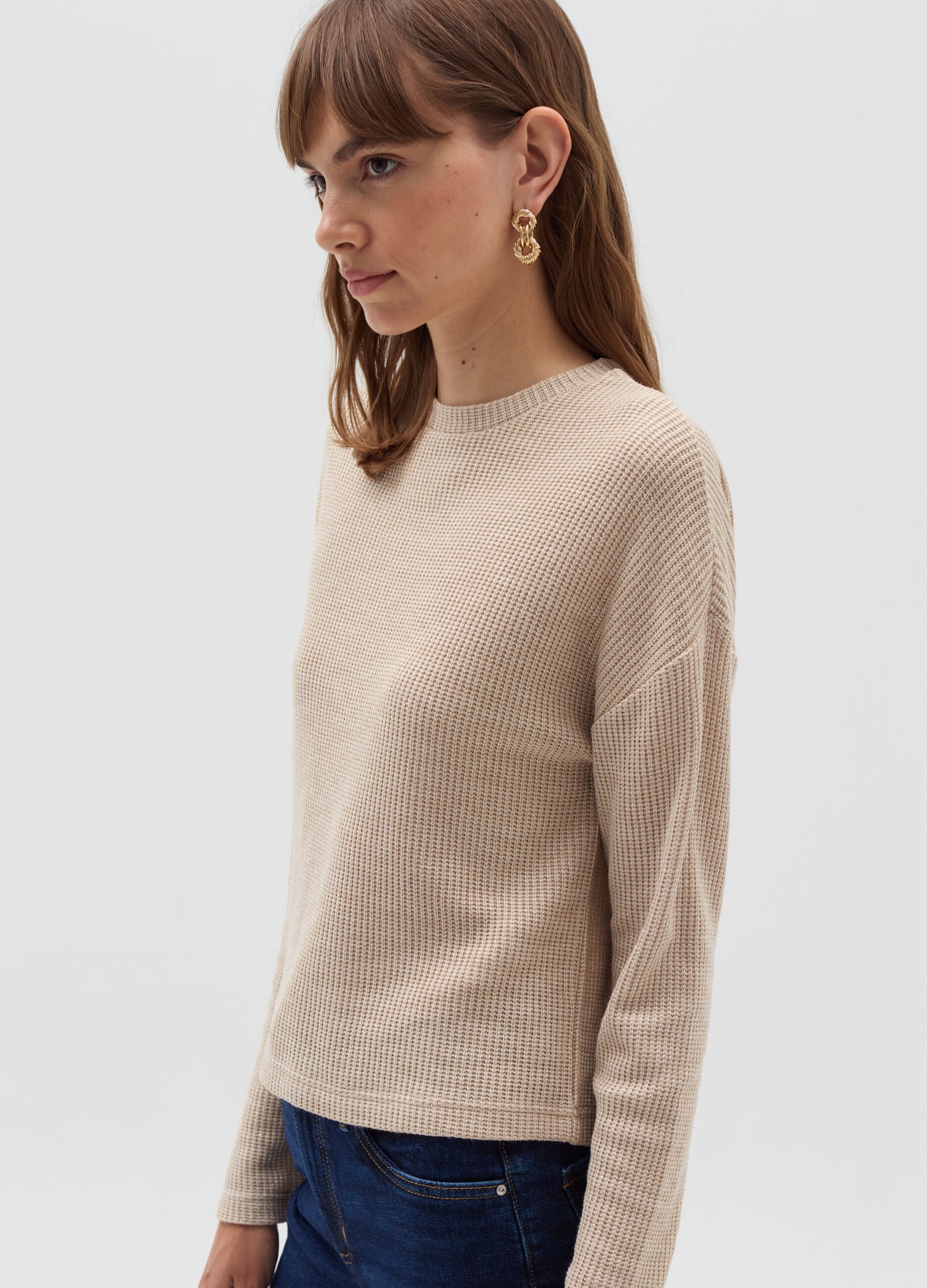 Flat ribbed top with lurex