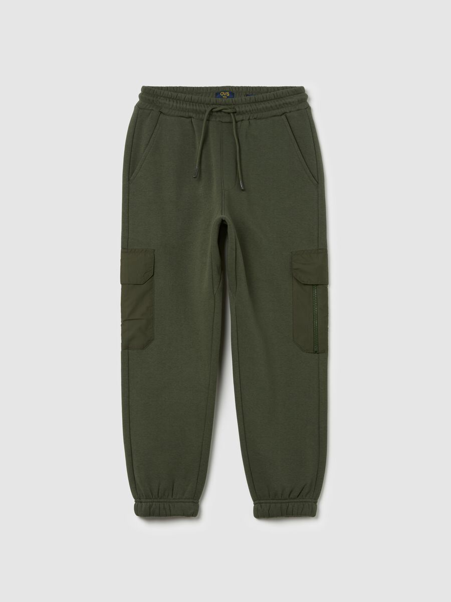 Cargo joggers in fleece with drawstring_0