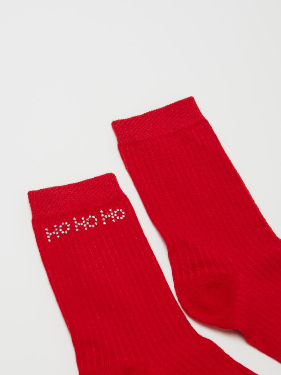 "HO HO HO" socks in organic cotton with diamantés_1