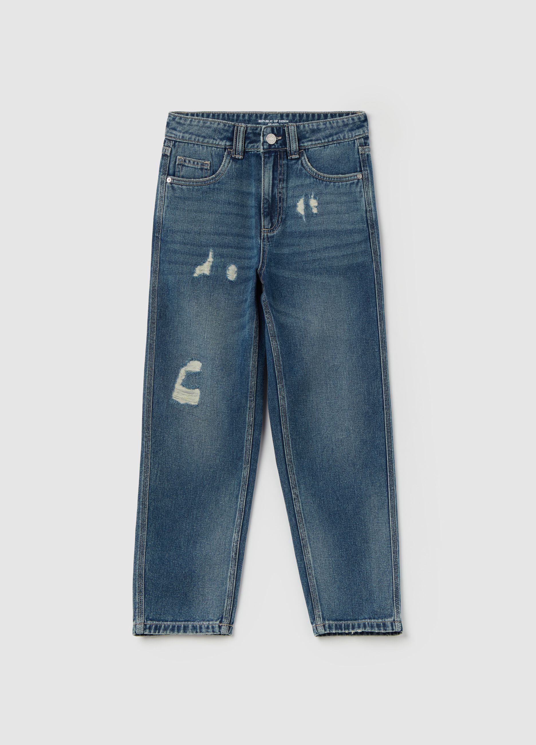 Relaxed-fit jeans with abrasions