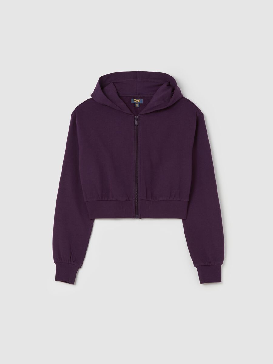 Crop fleece with hood and zip_0