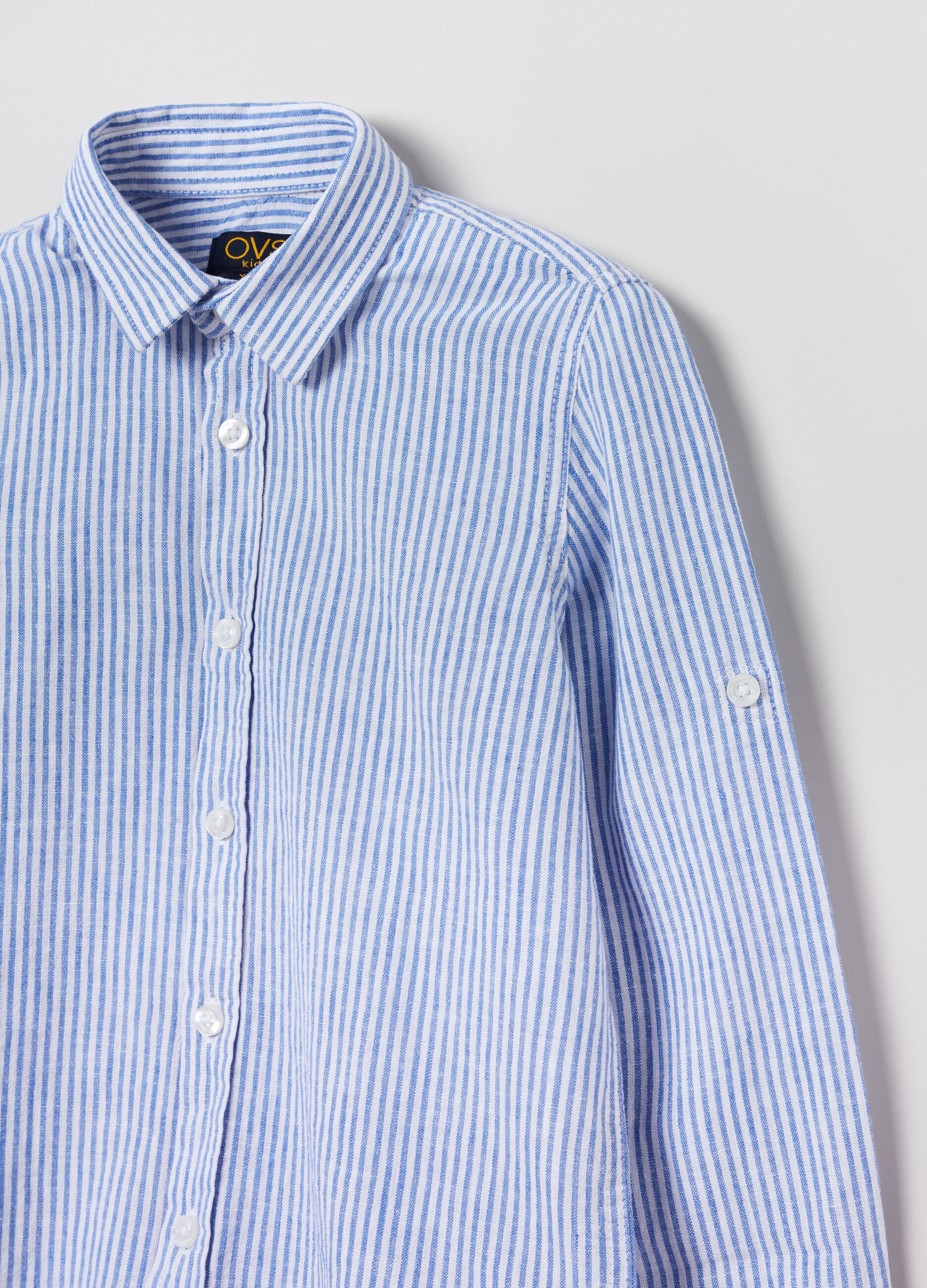 Striped linen and cotton shirt