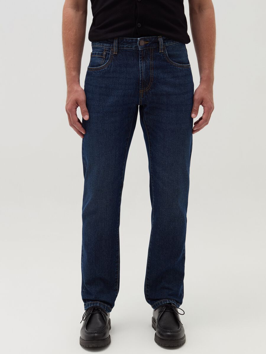 Regular fit jeans with discolouring_1