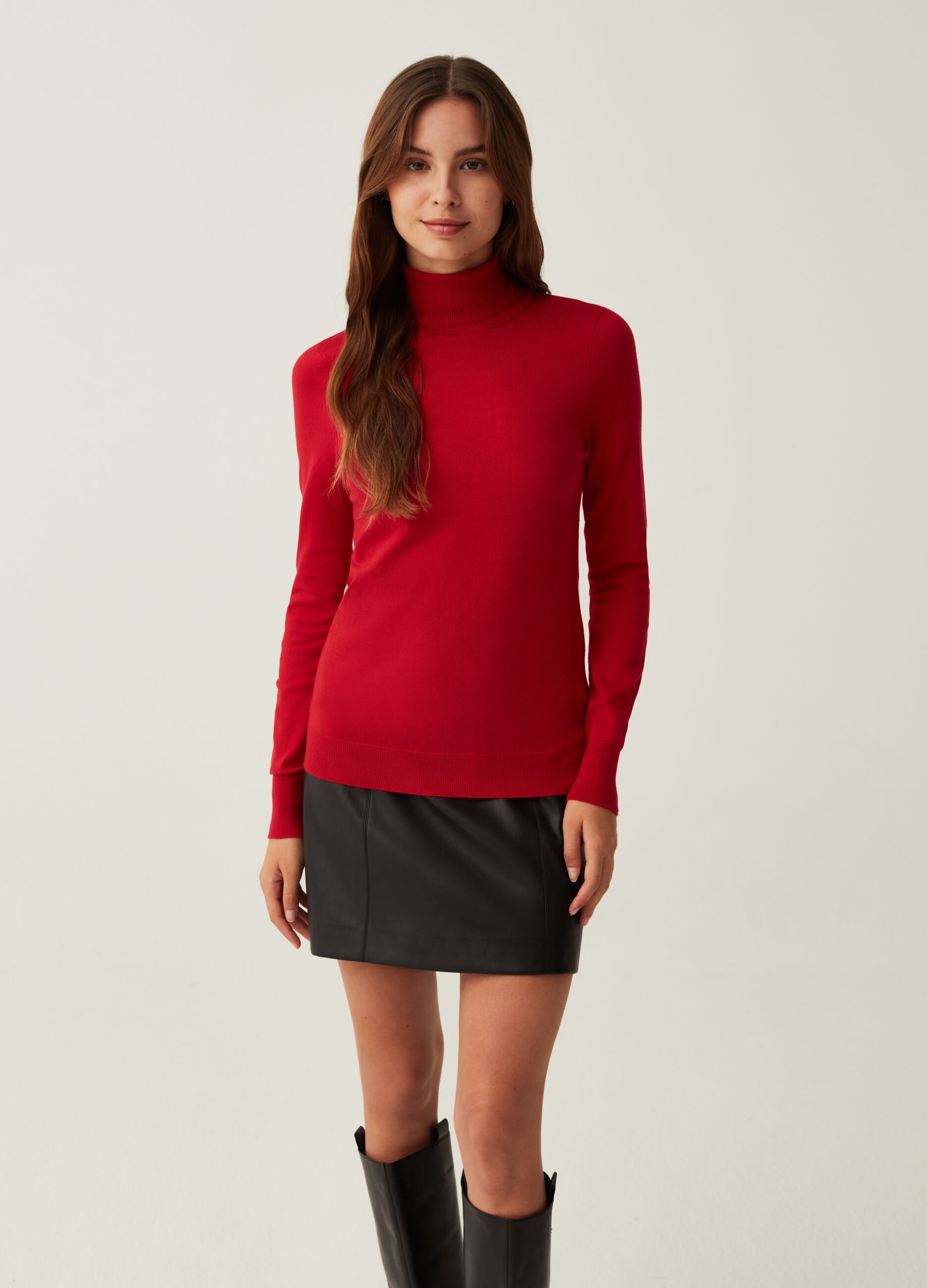 Turtleneck jumper in viscose blend