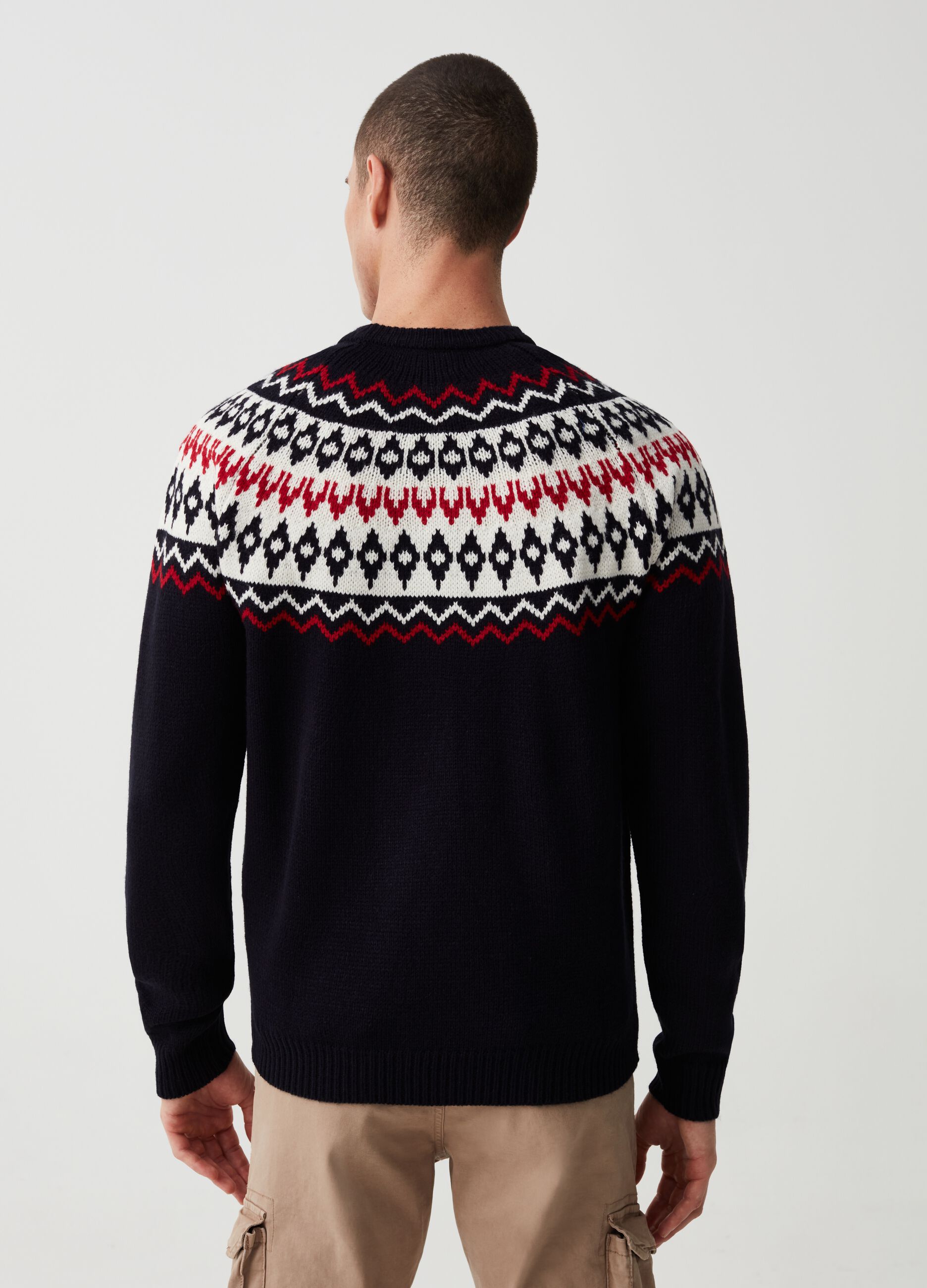 Pullover with jacquard Ikat motif