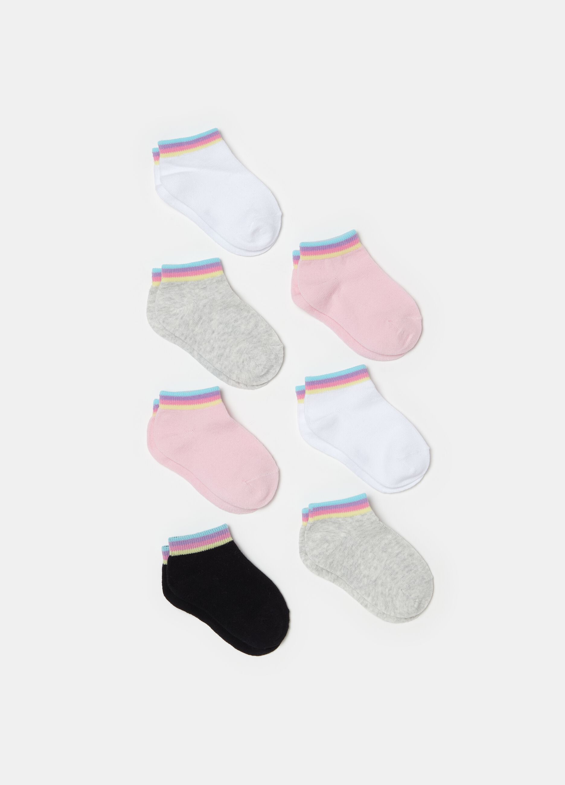 Seven-pair pack short socks in organic cotton