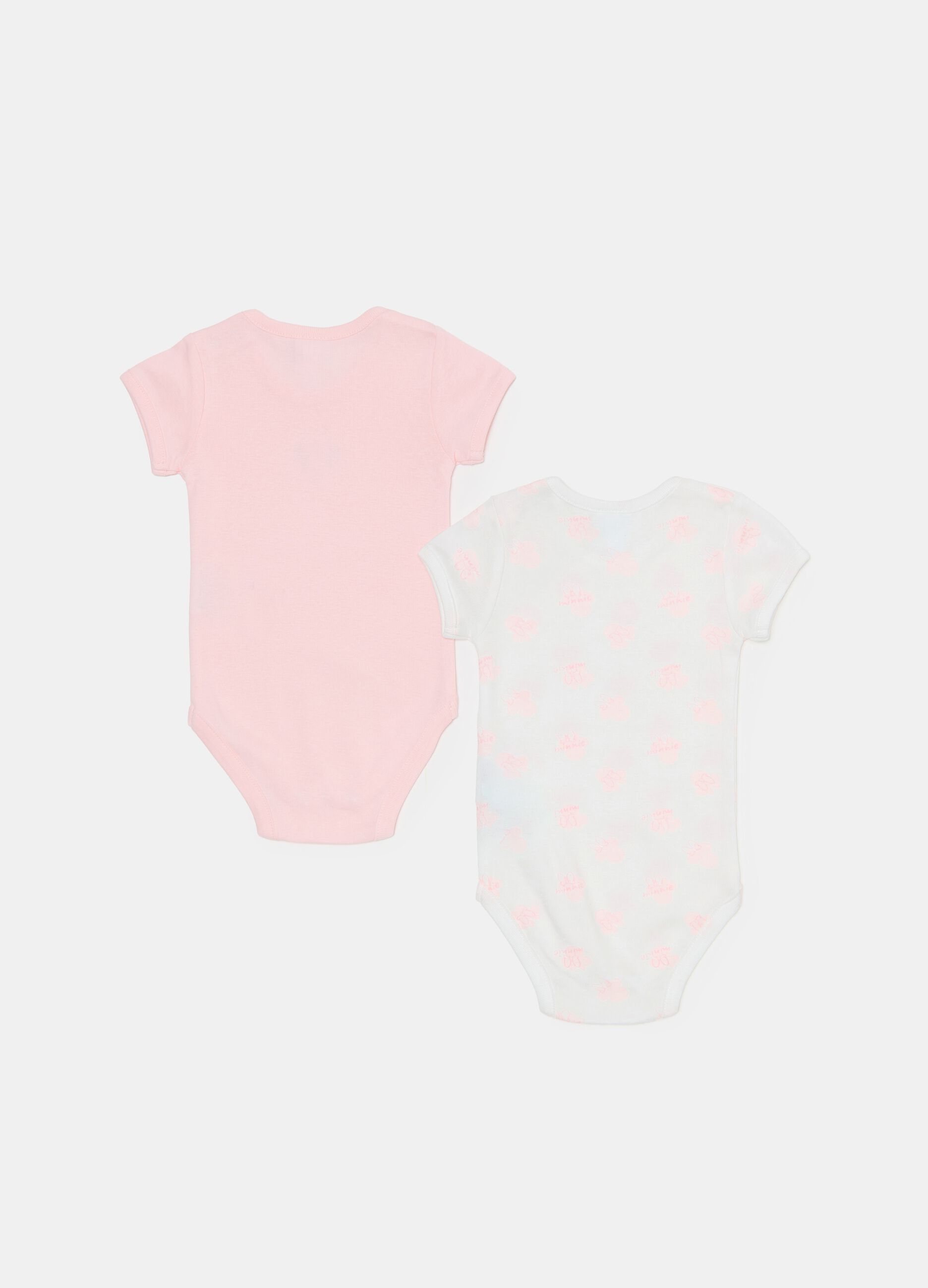 Two-pack short-sleeved bodysuits with Minnie Mouse print