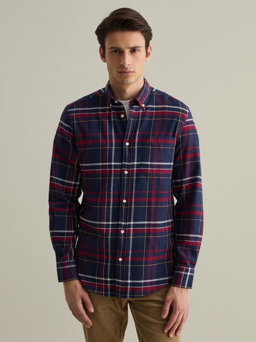 Chequered flannel button-down shirt_1