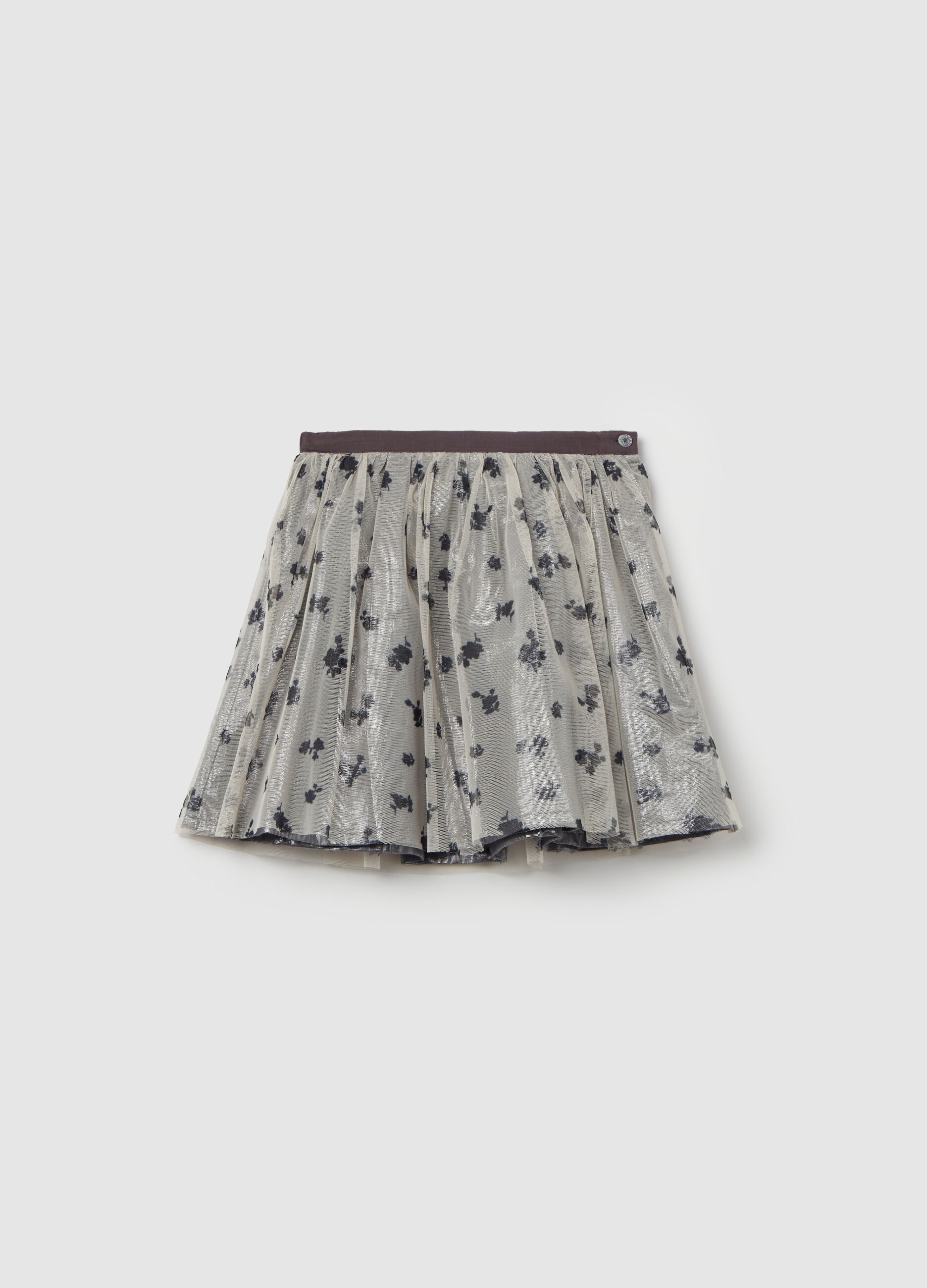 Short skirt in printed mesh