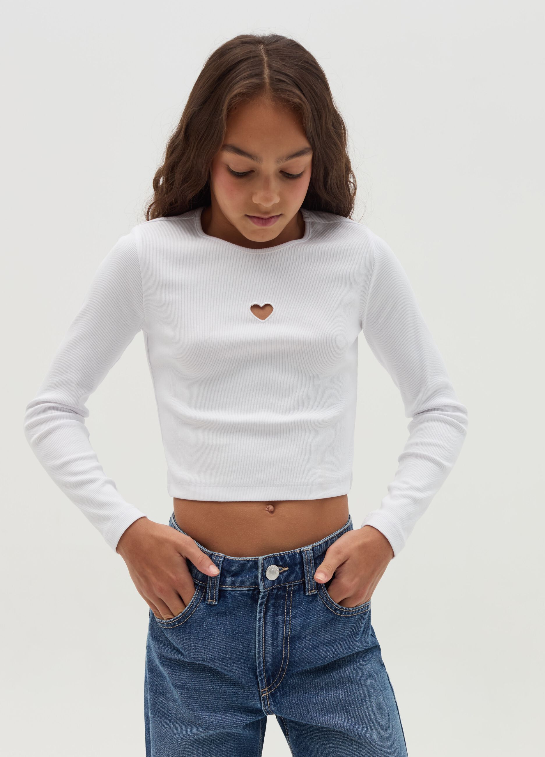 Long-sleeved T-shirt with heart