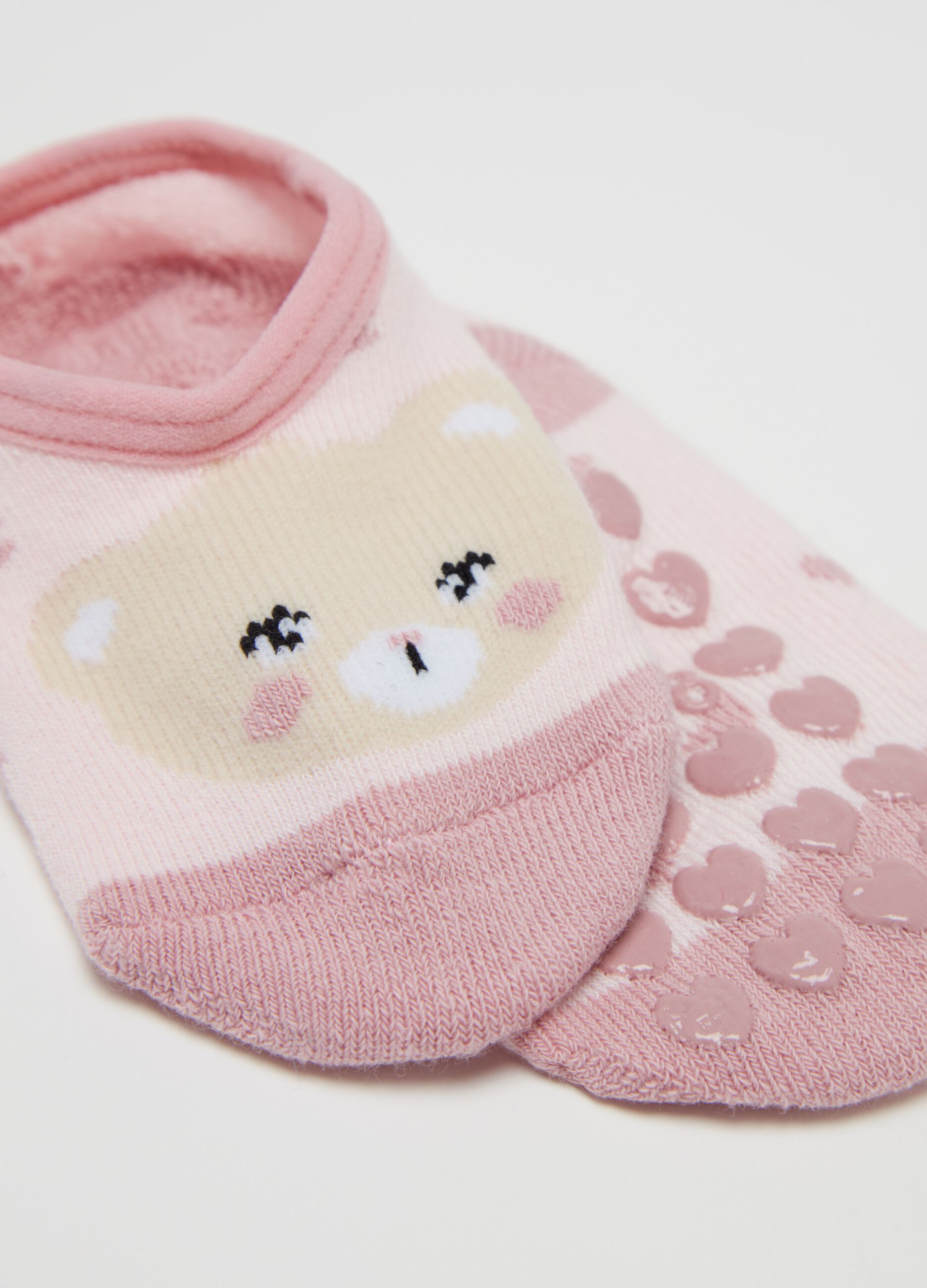 Slipper socks with teddy bear design