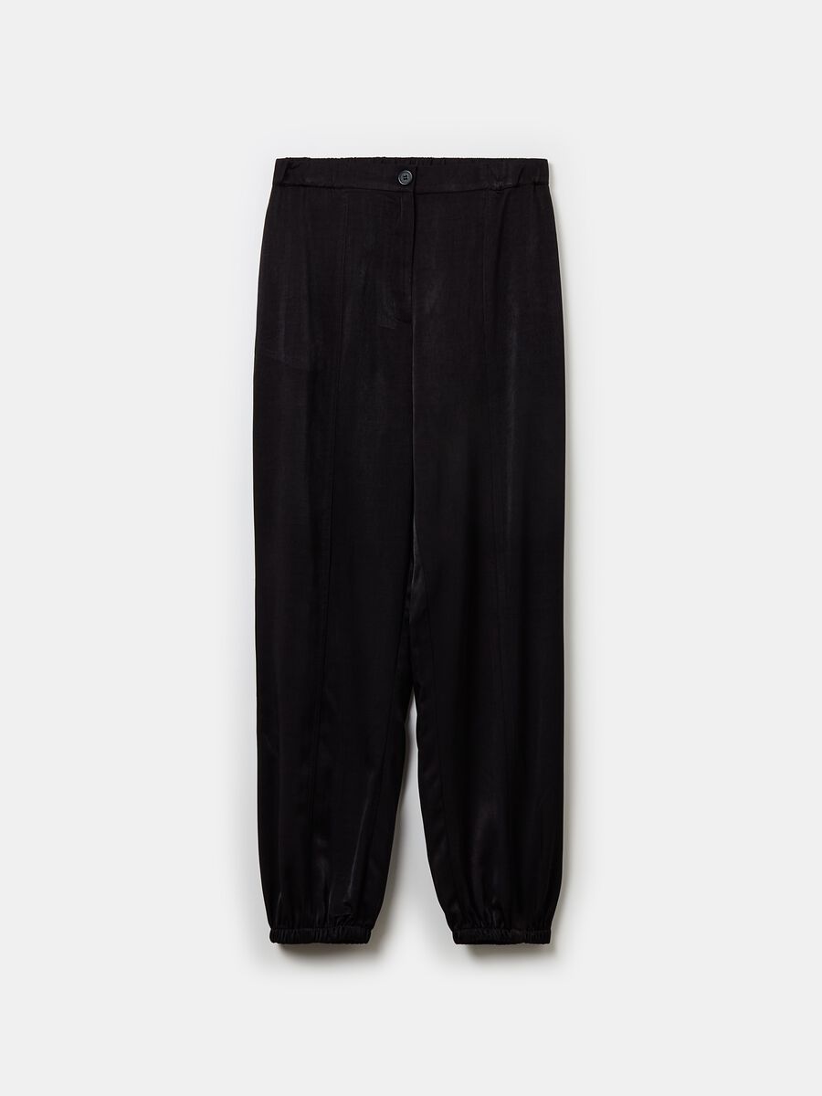 Pull-on trousers with raised stitching_4