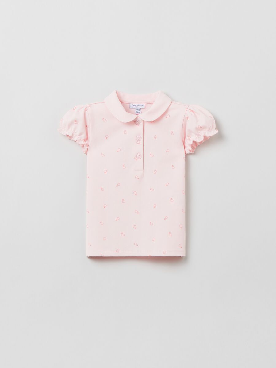 Cotton polo shirt with all-over print_0