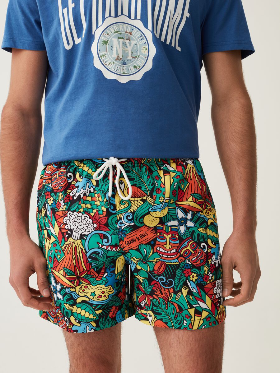 Grand&Hills swimming trunks with tropical print_1