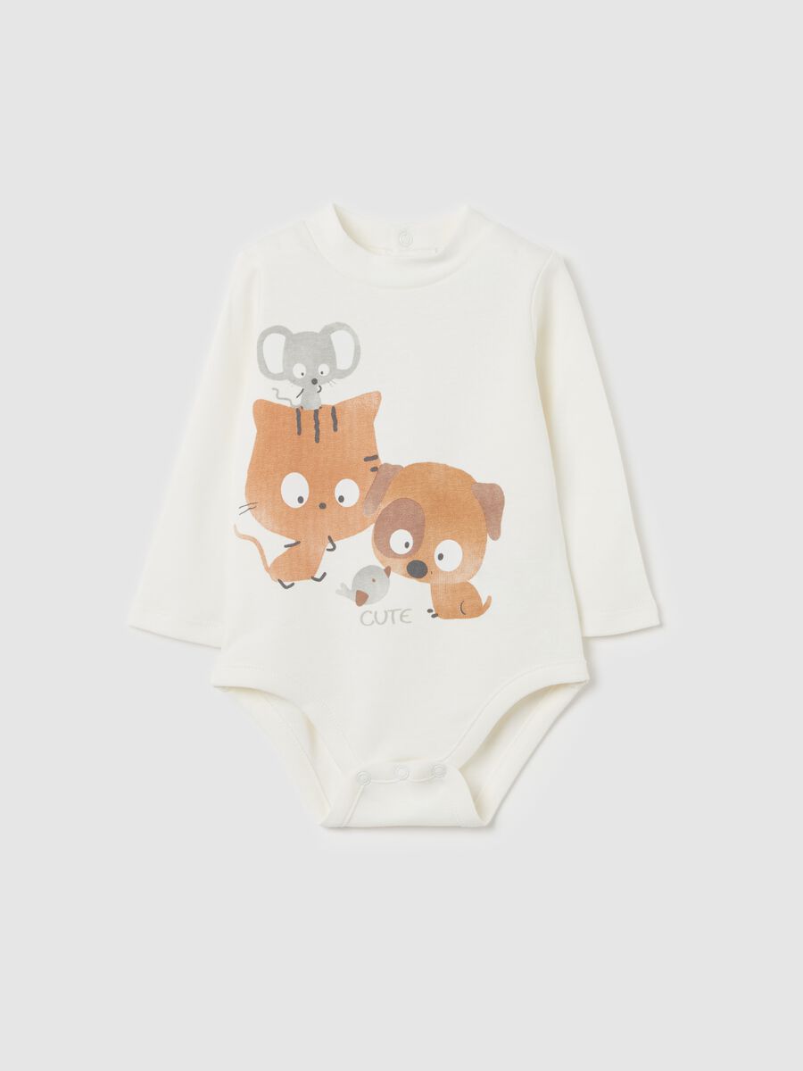 Bodysuit with high neck and animals print_0