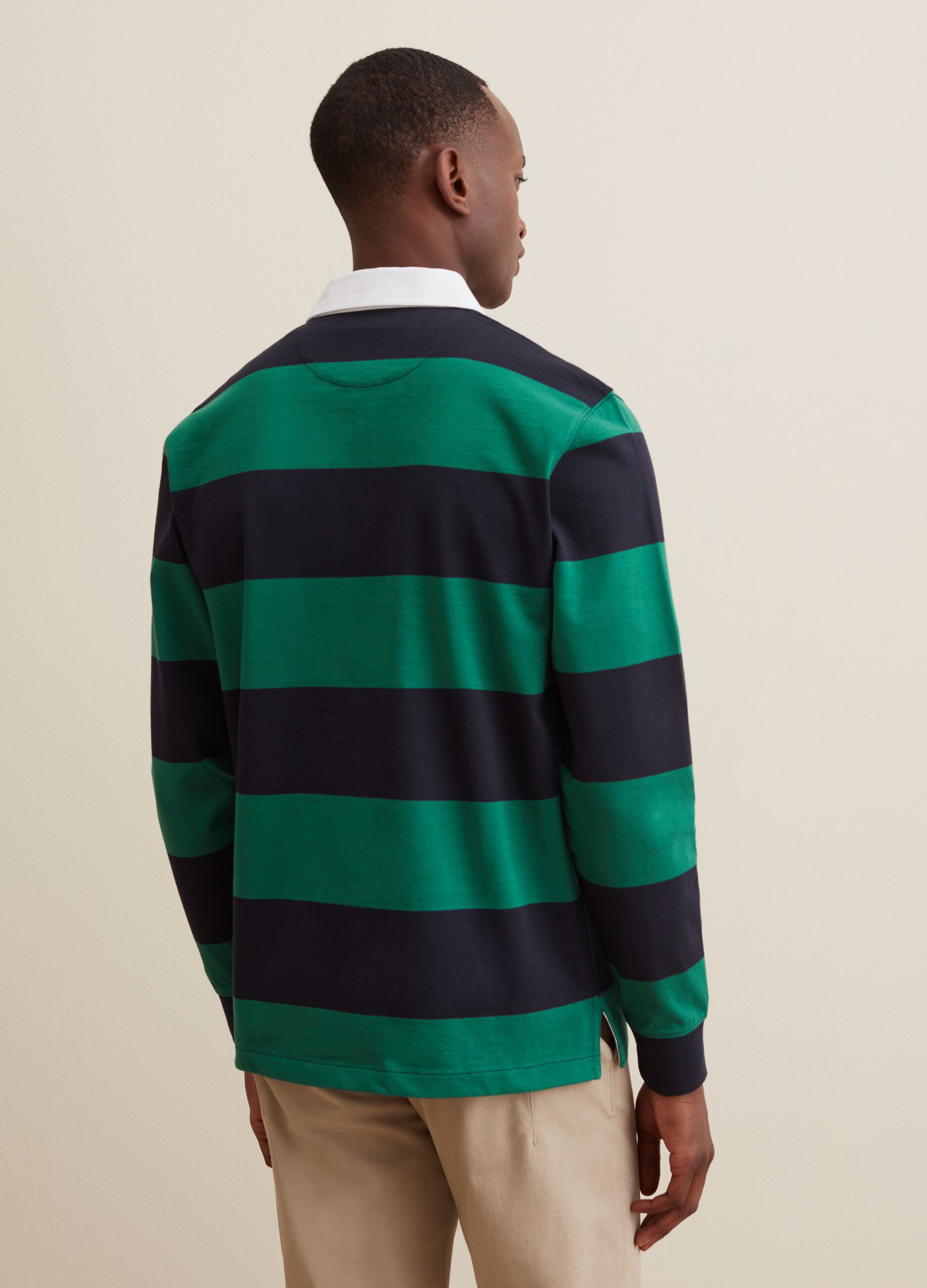 Polo shirt with long sleeves and striped pattern