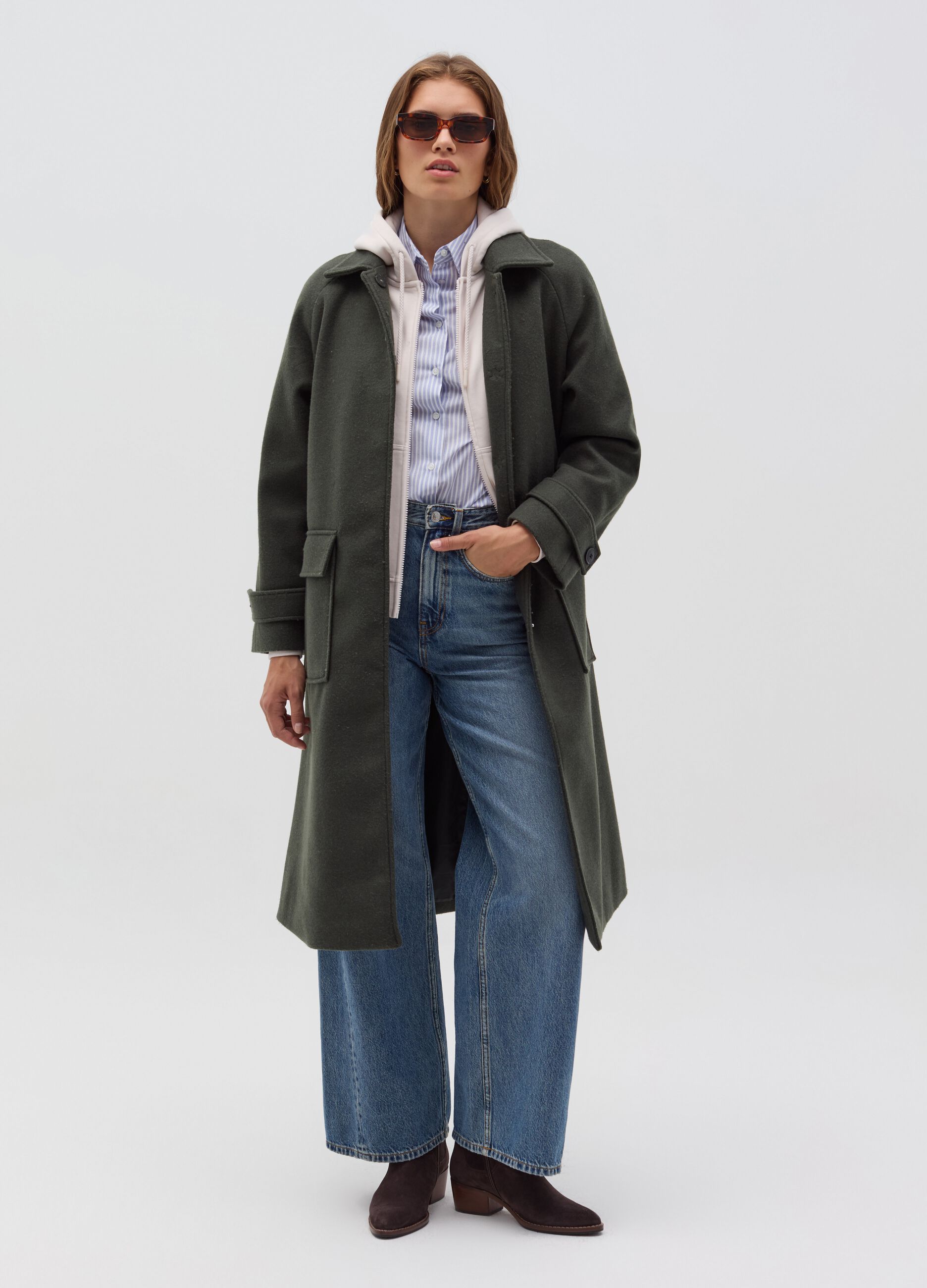 Long coat with belt