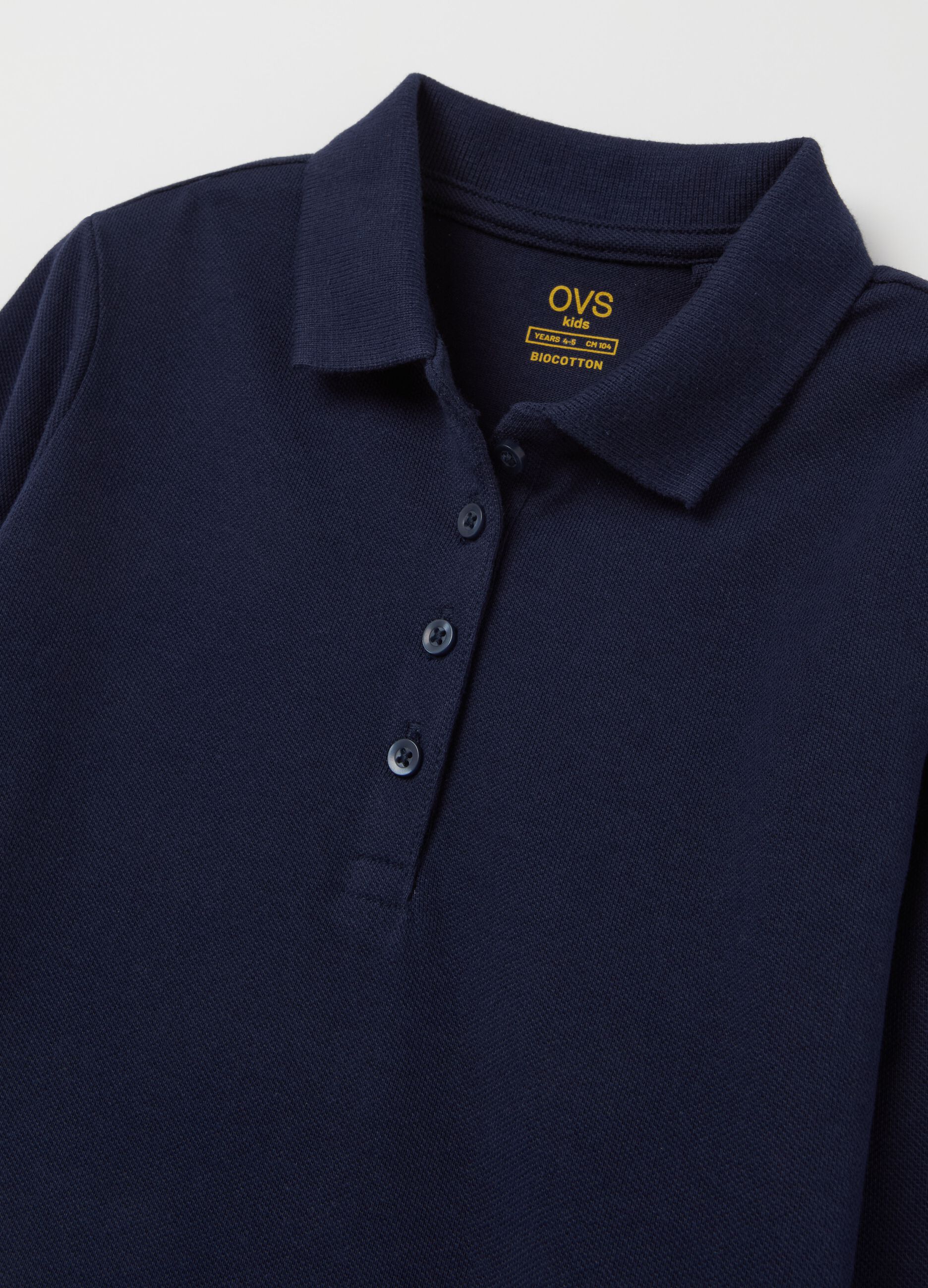 Long-sleeved polo shirt in organic cotton