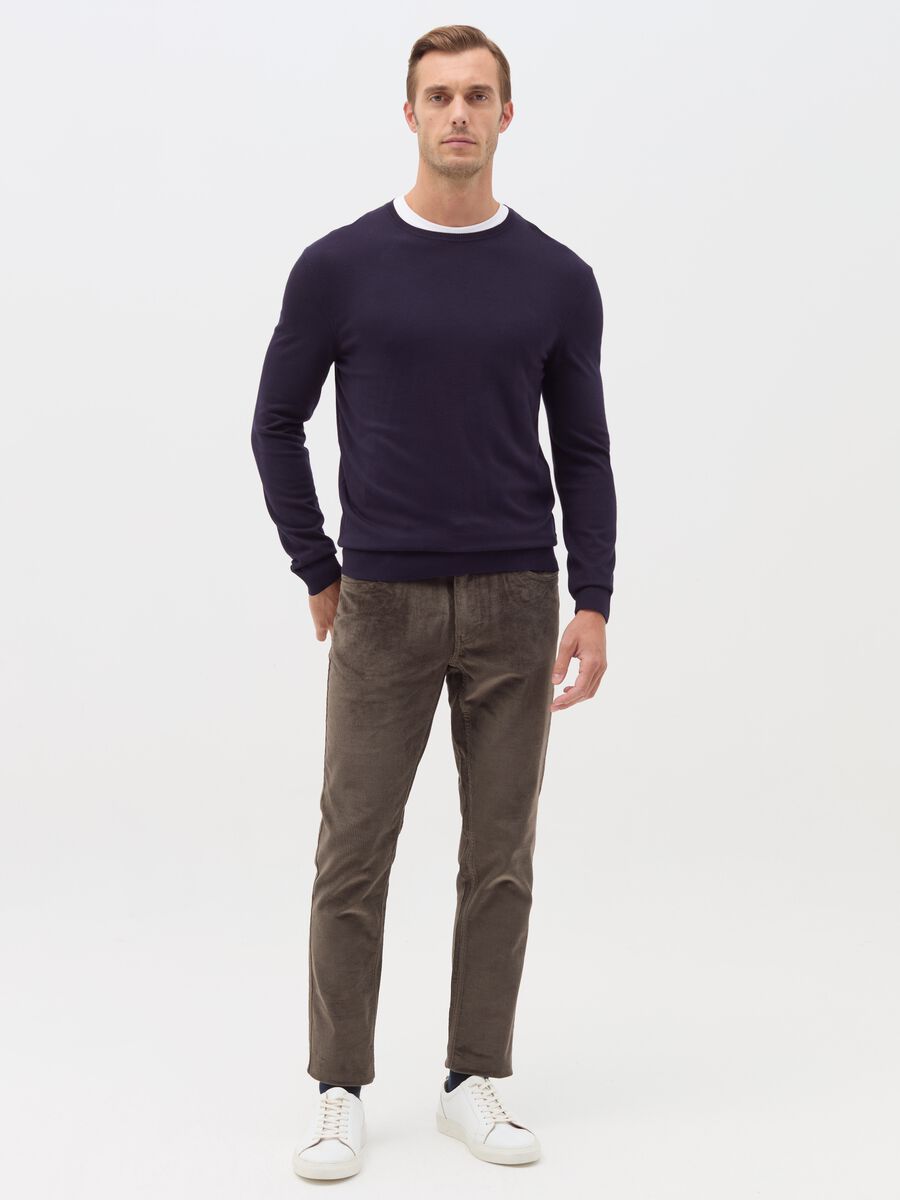 Trousers with five pockets in corduroy_0