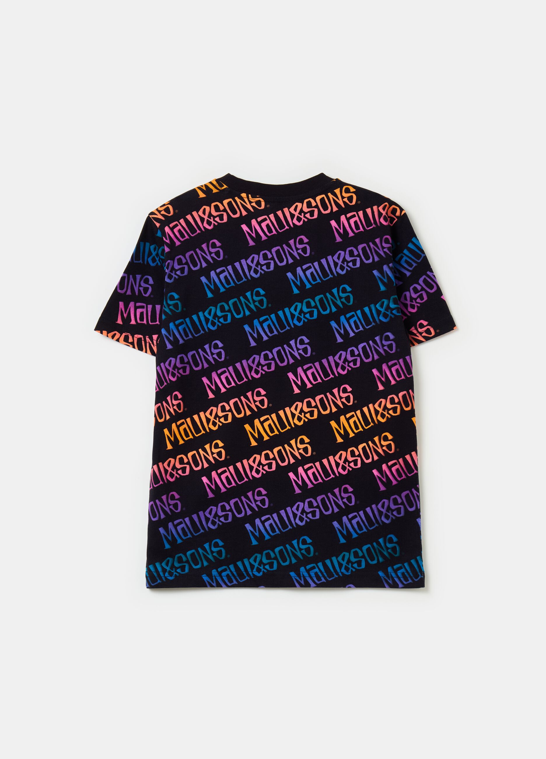 T-shirt con stampa multicolor all-over