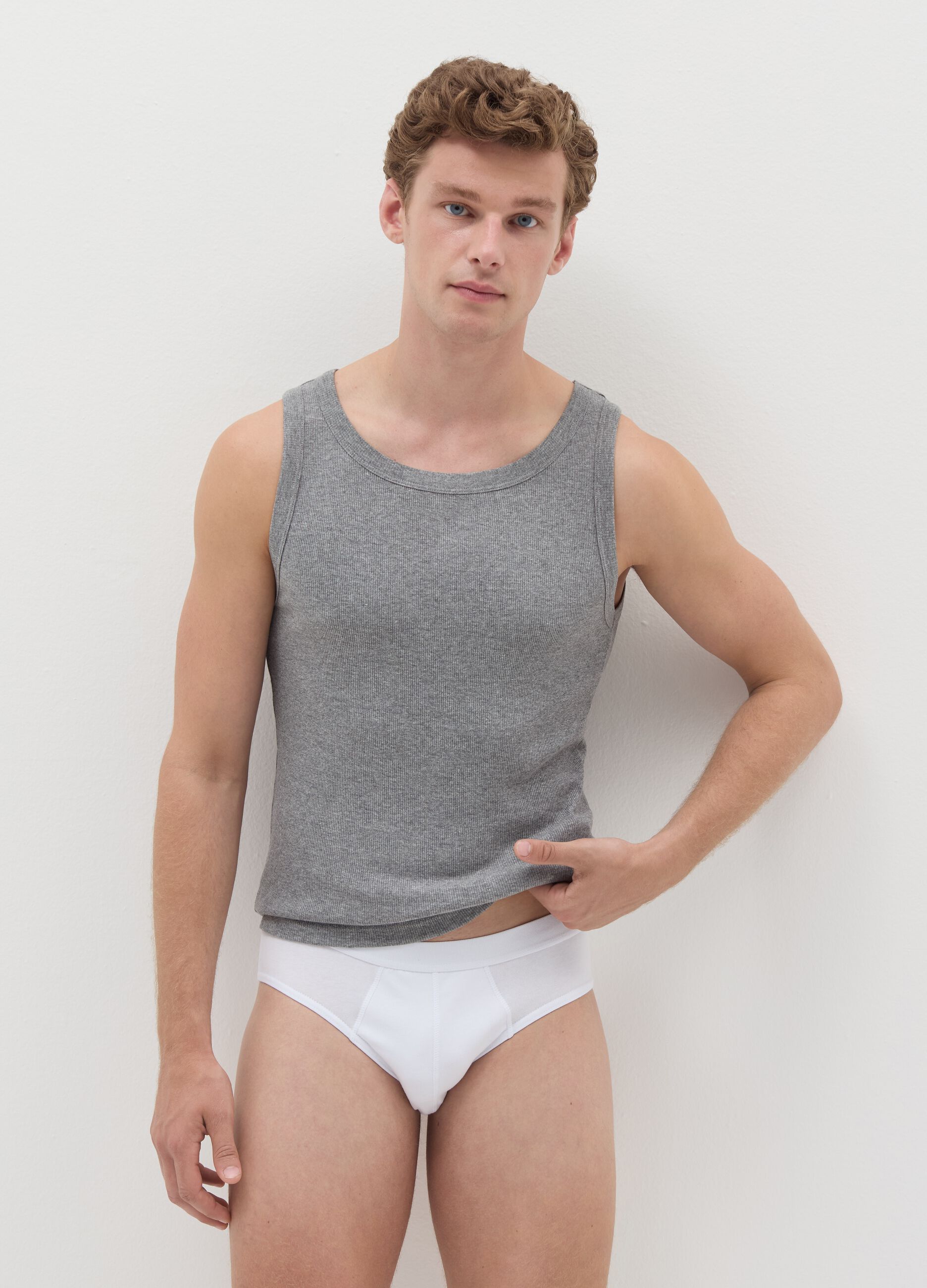 Three-pack briefs with external elastic