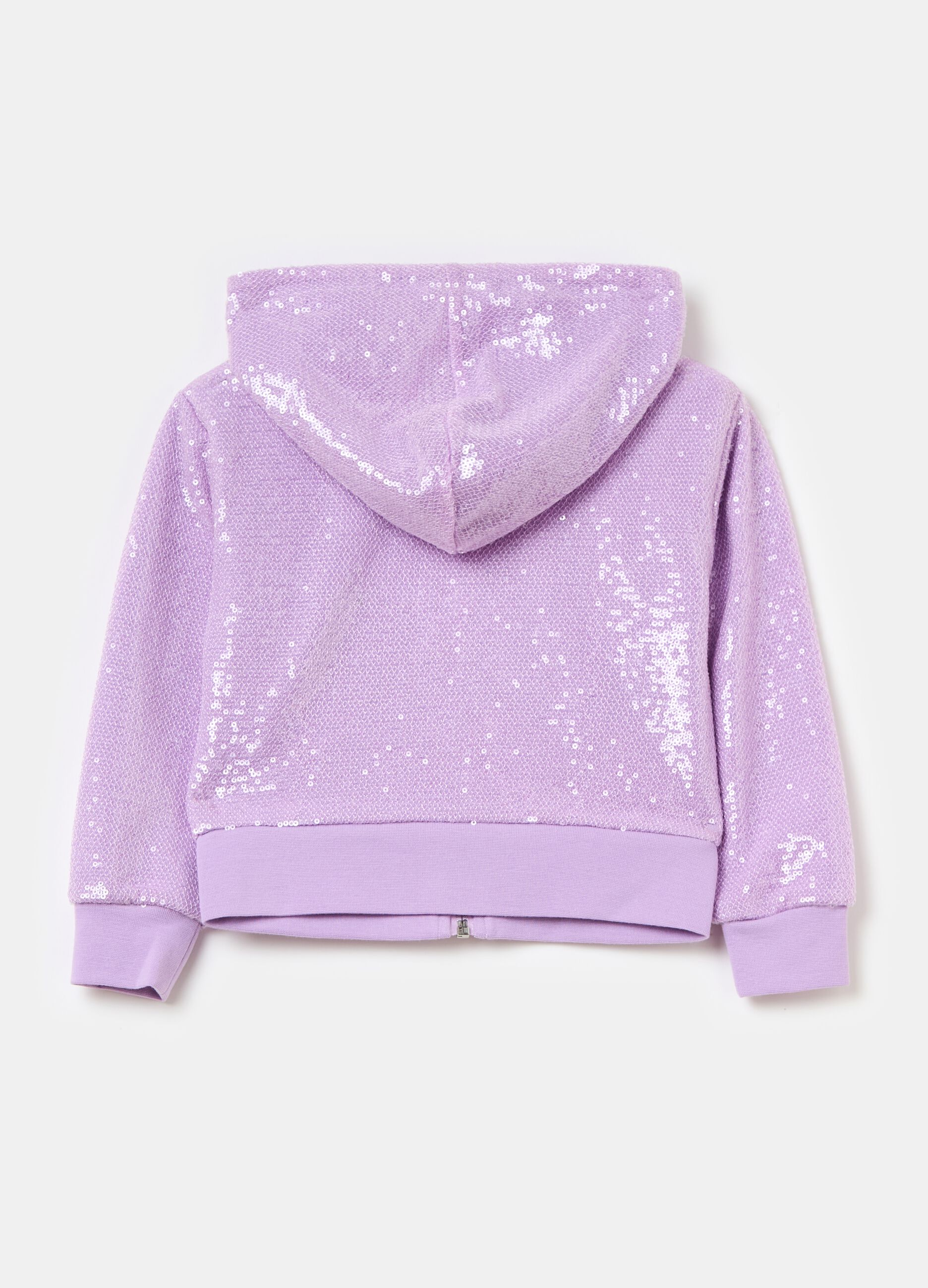 Full-zip sweatshirt with hood and sequins