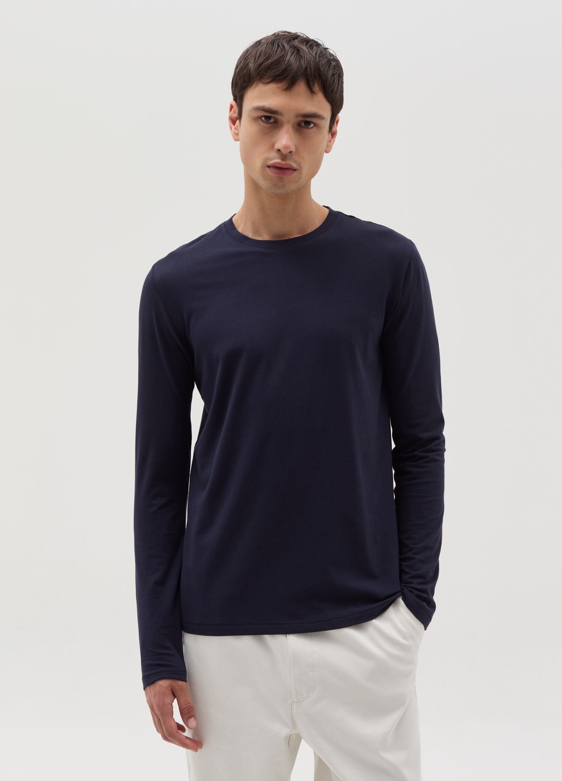 Jersey T-shirt with round neck