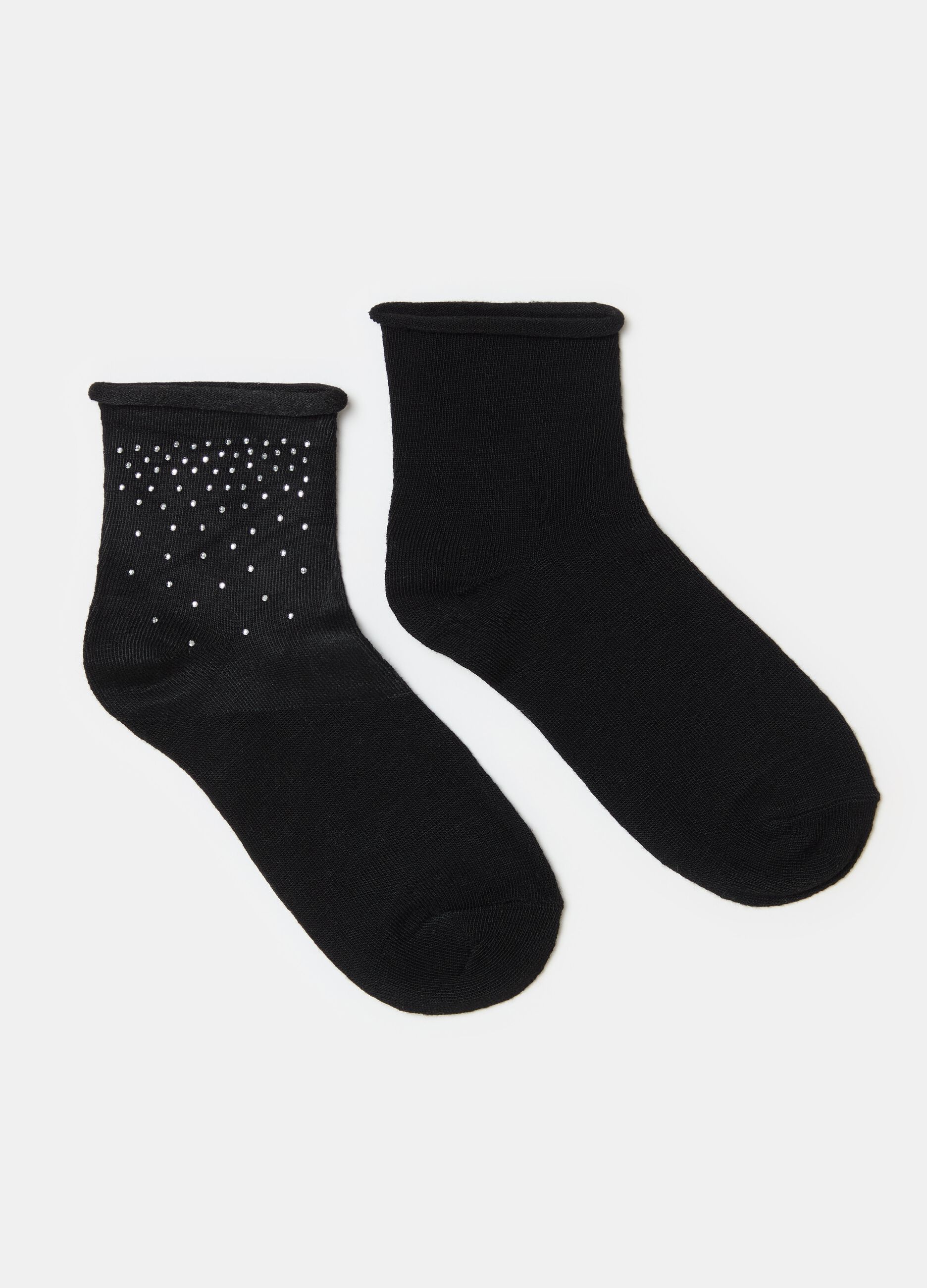 Short stretch socks with diamanté motif