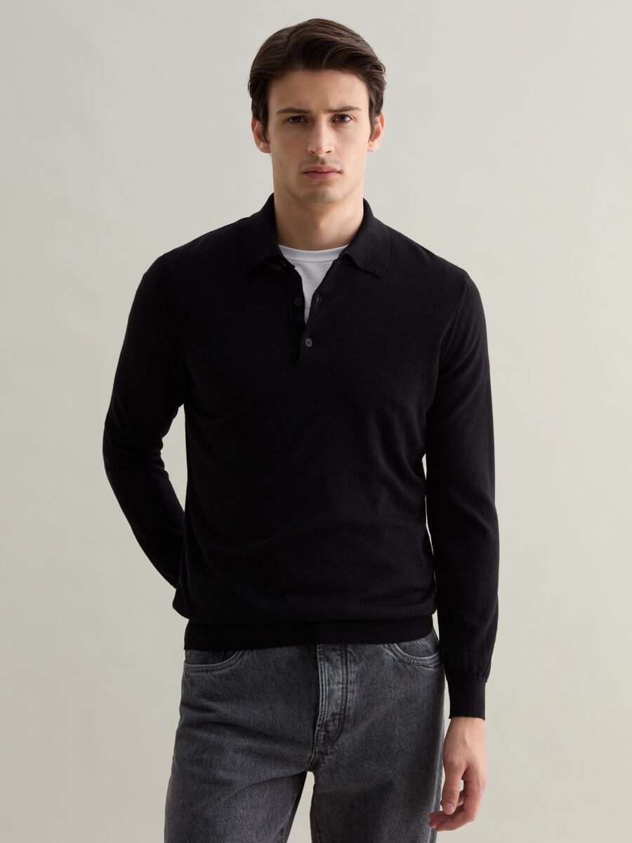 Merino wool top with polo neck_1