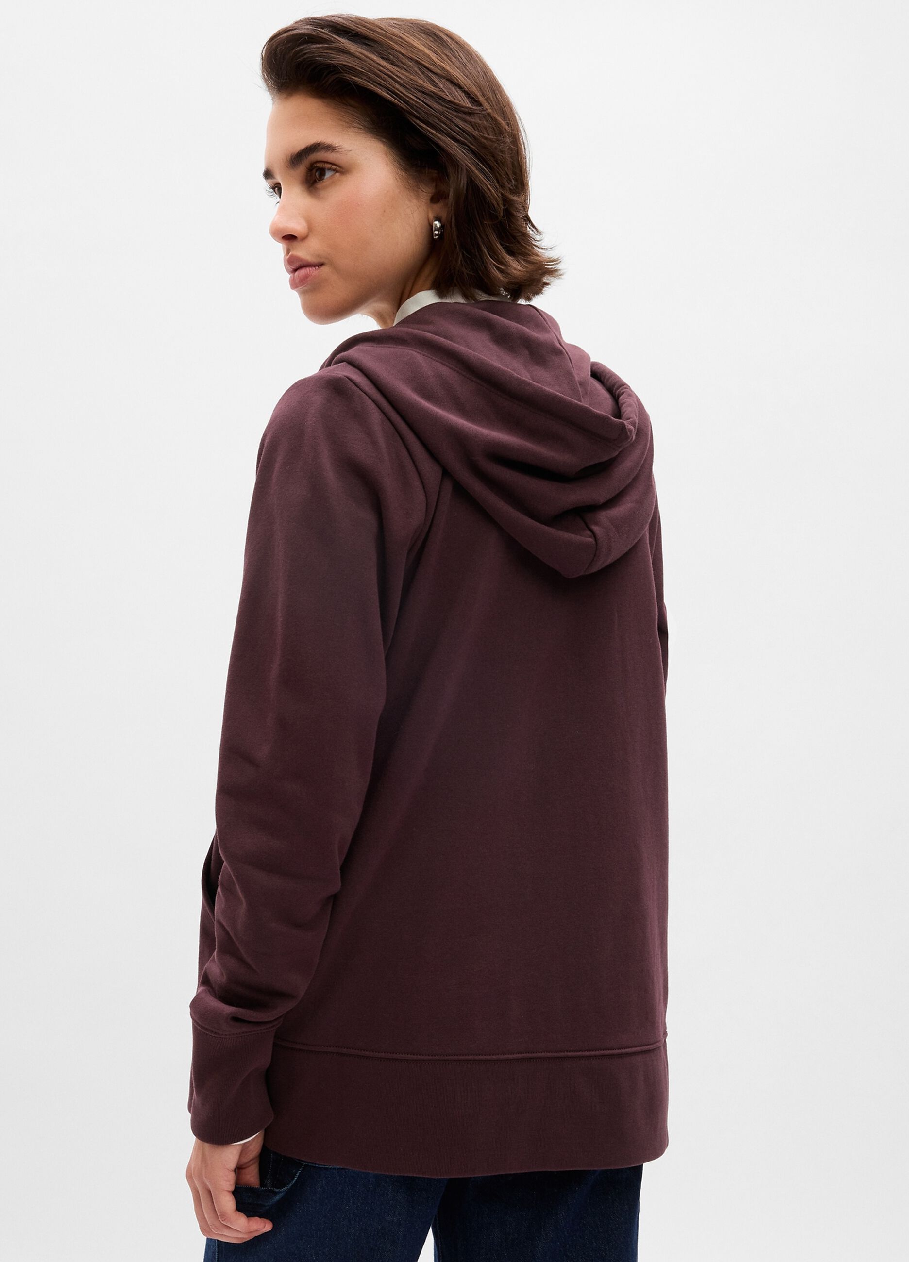 Full-zip sweatshirt in French terry with bouclé logo application