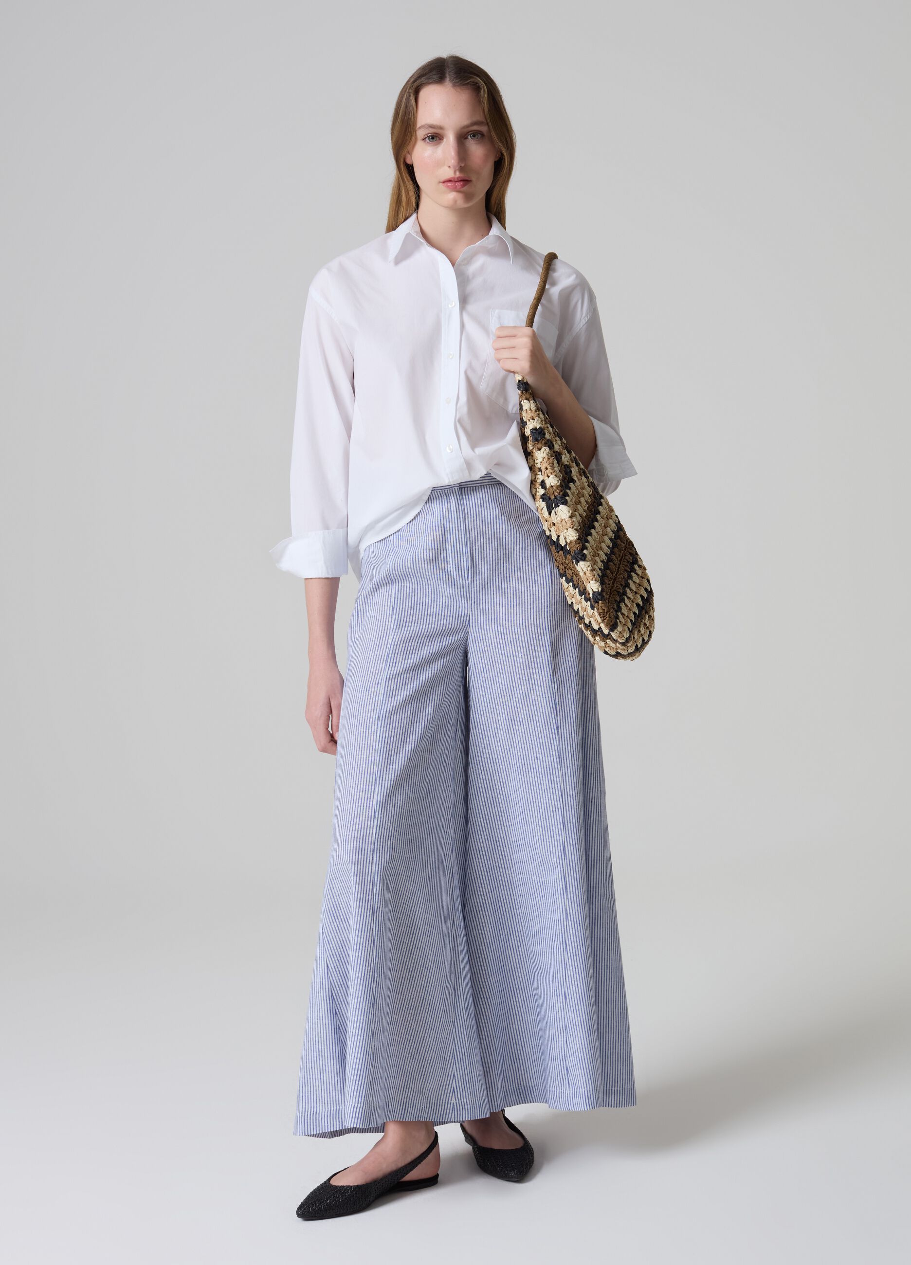 Flare-fit wide-leg trousers