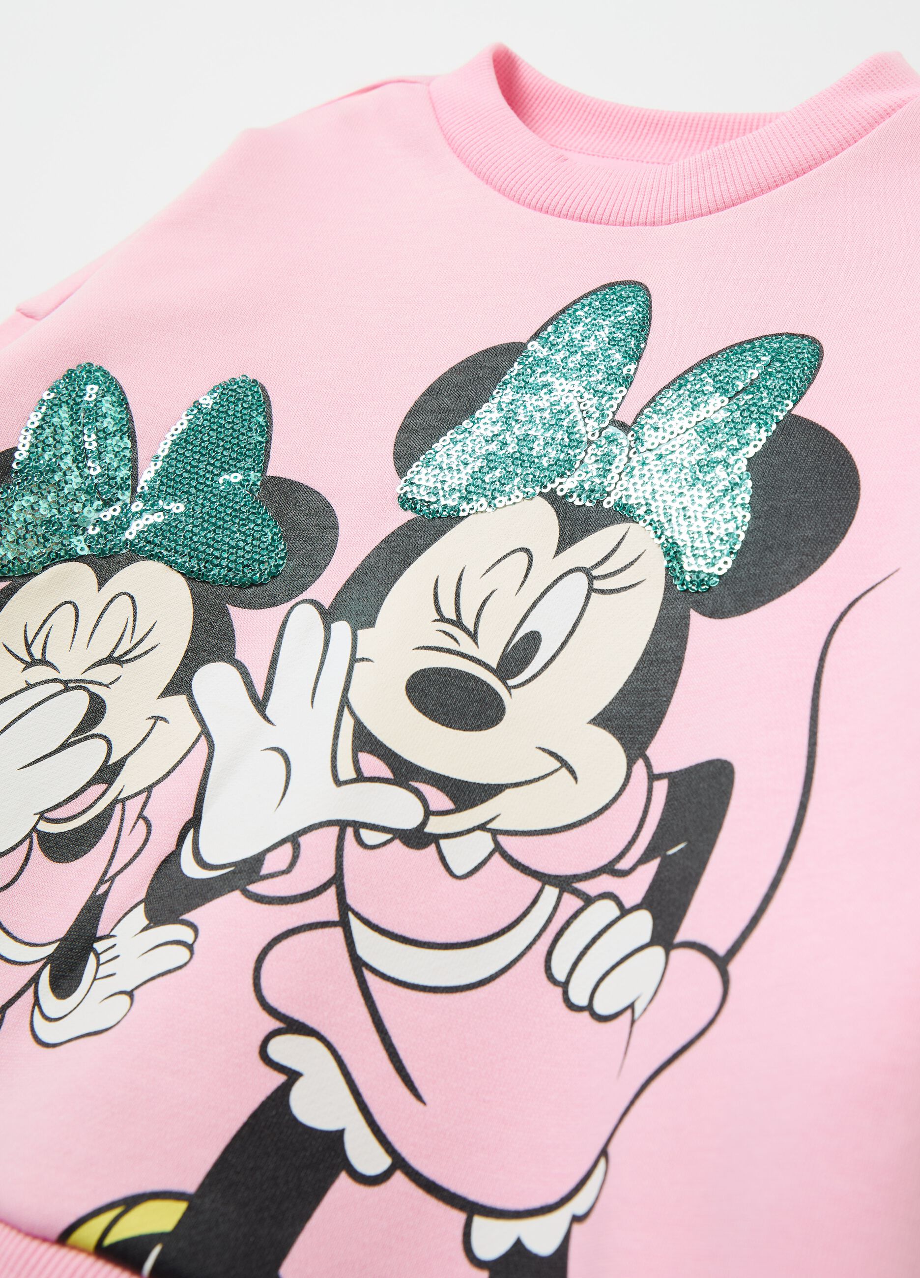 Oversized sweatshirt with Minnie Mouse print with sequins