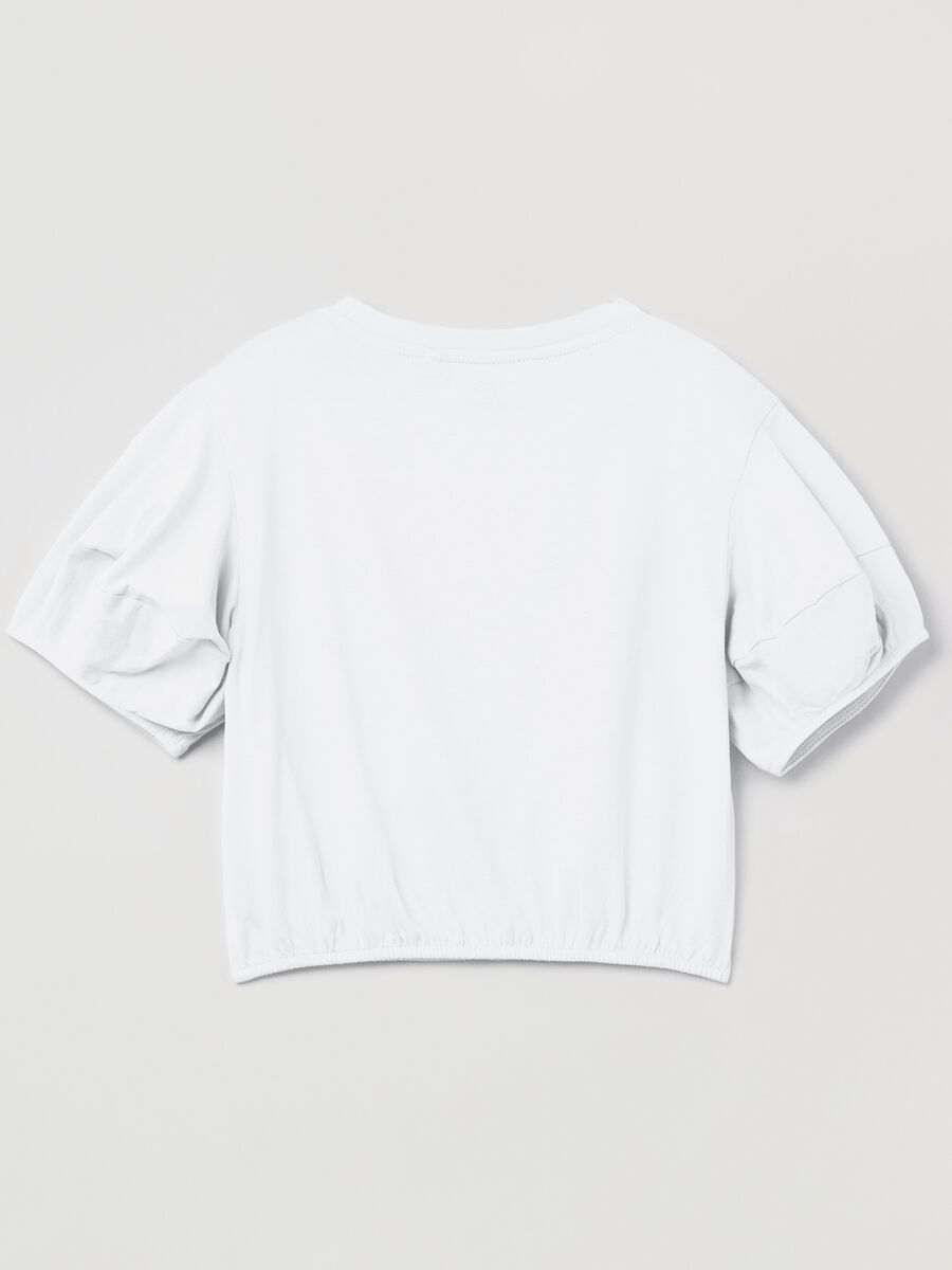 Cotton T-shirt with puff sleeves_1