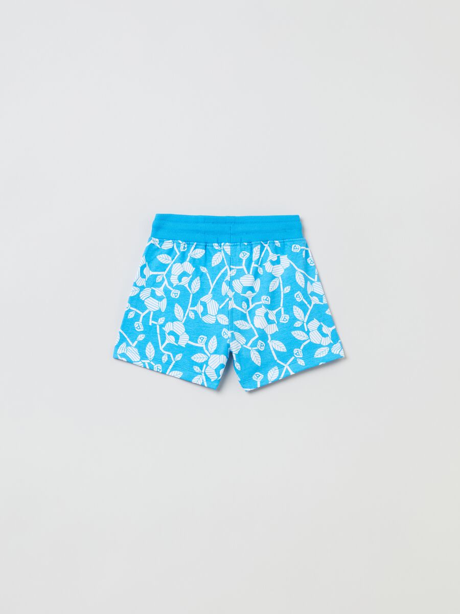 Shorts with floral print and drawstring_1