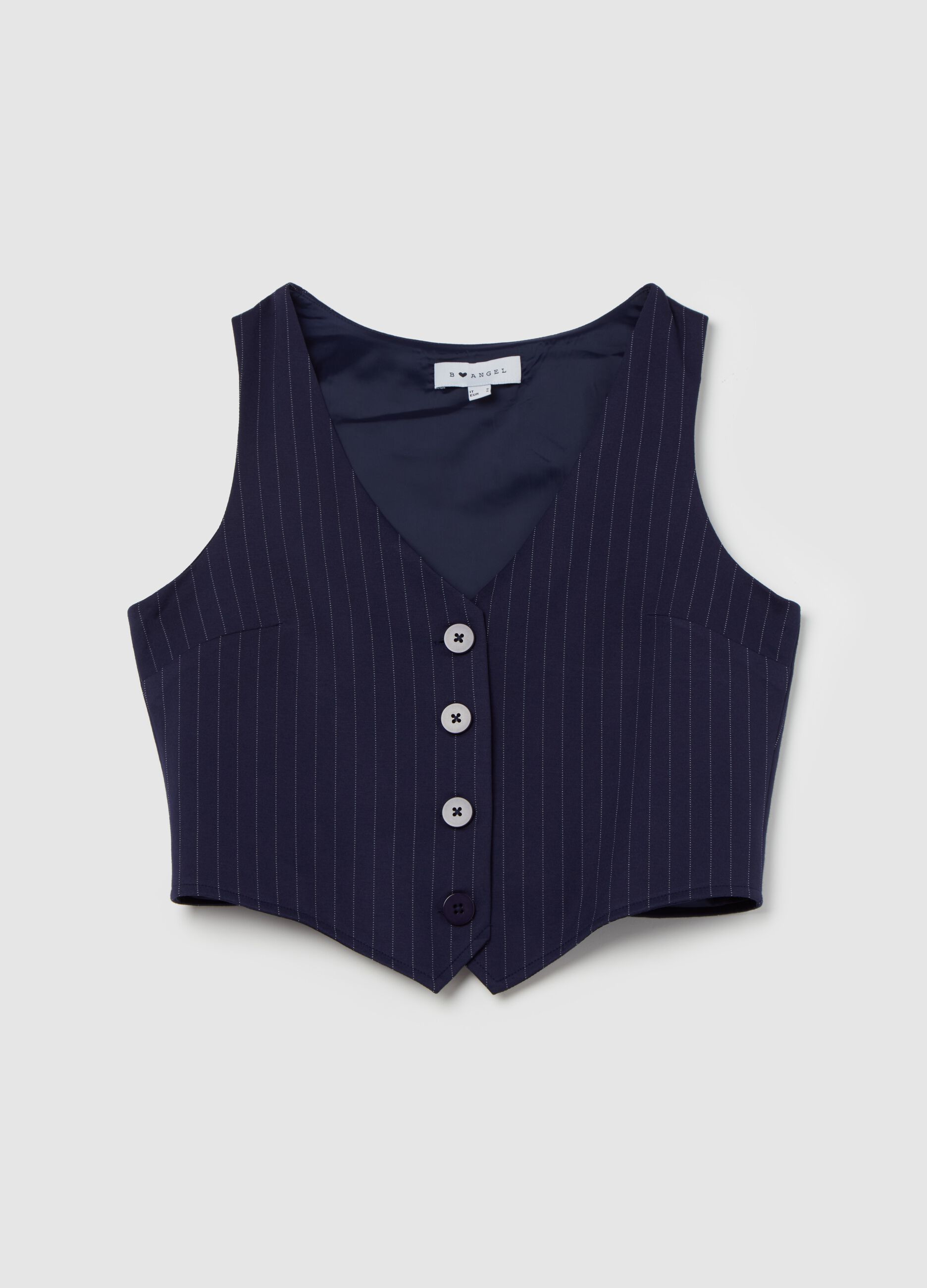 Pinstriped gilet with buttons