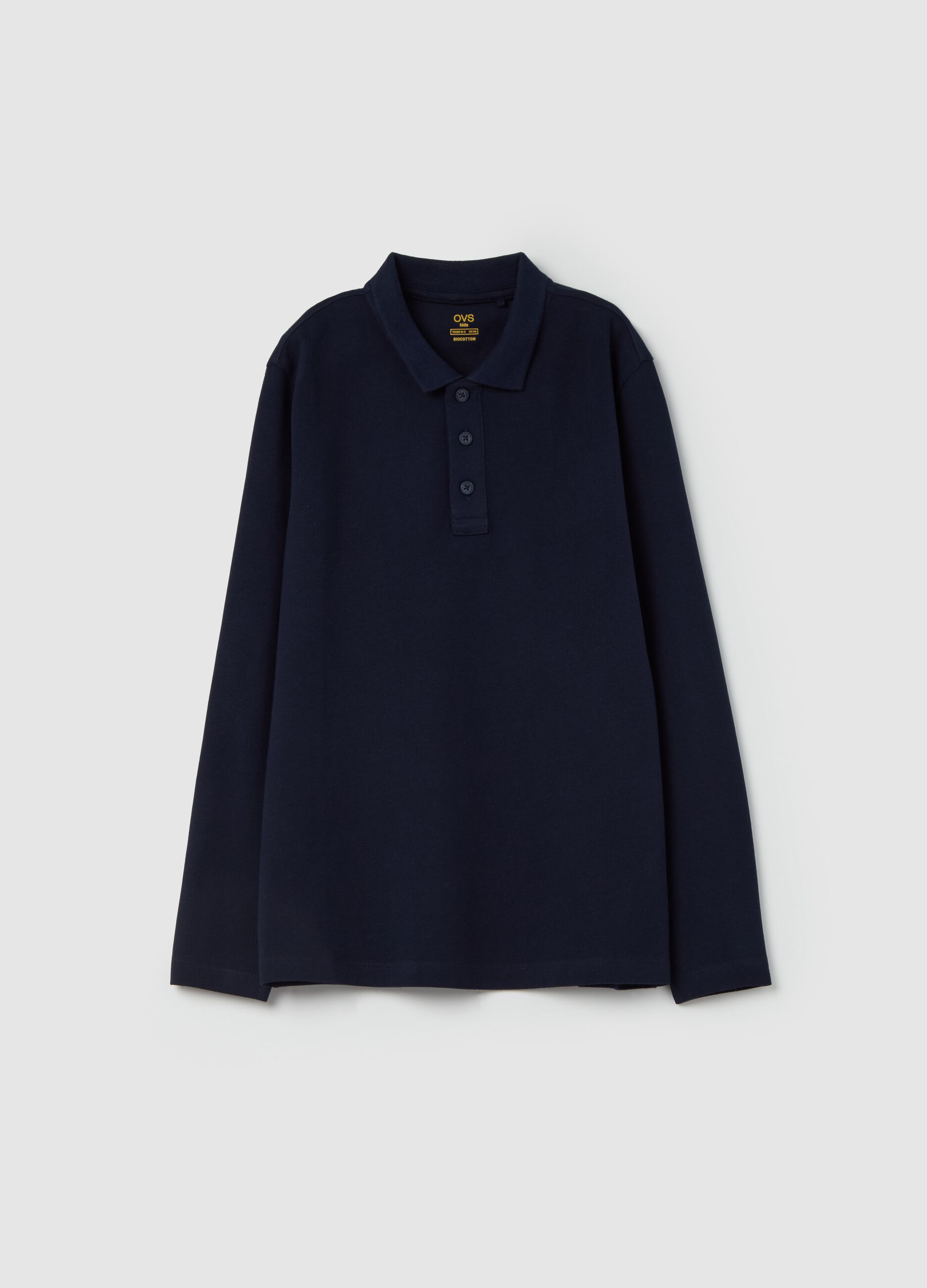 Organic cotton polo shirt with long sleeves