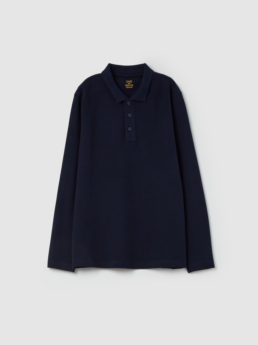 Organic cotton polo shirt with long sleeves_0