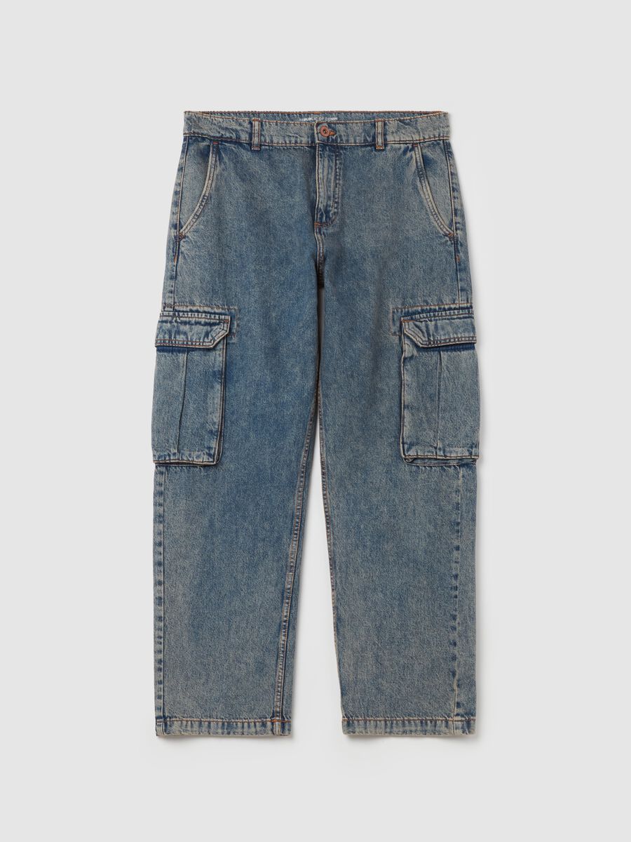 Acid wash cargo jeans_4