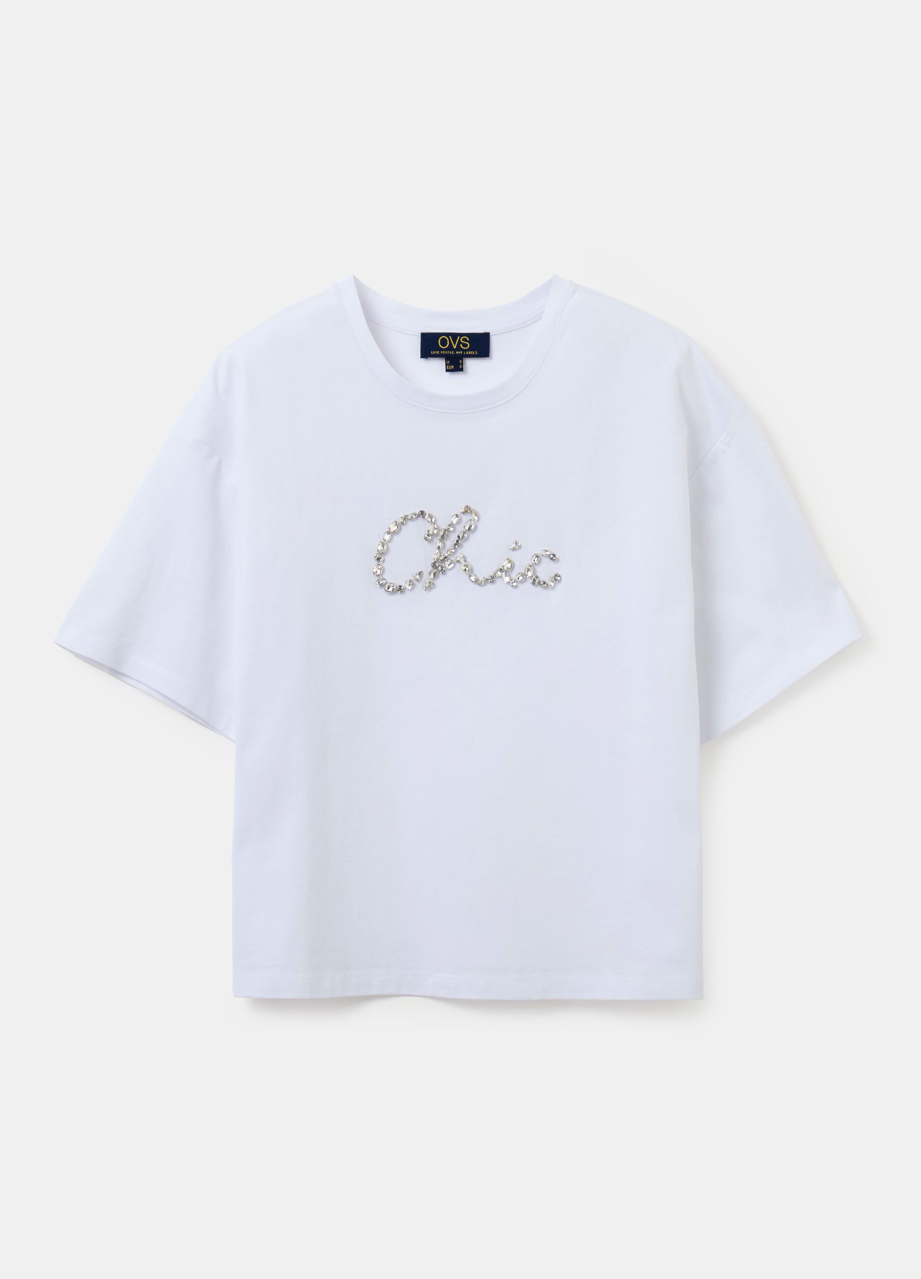 Boxy-fit T-shirt in cotton with gems