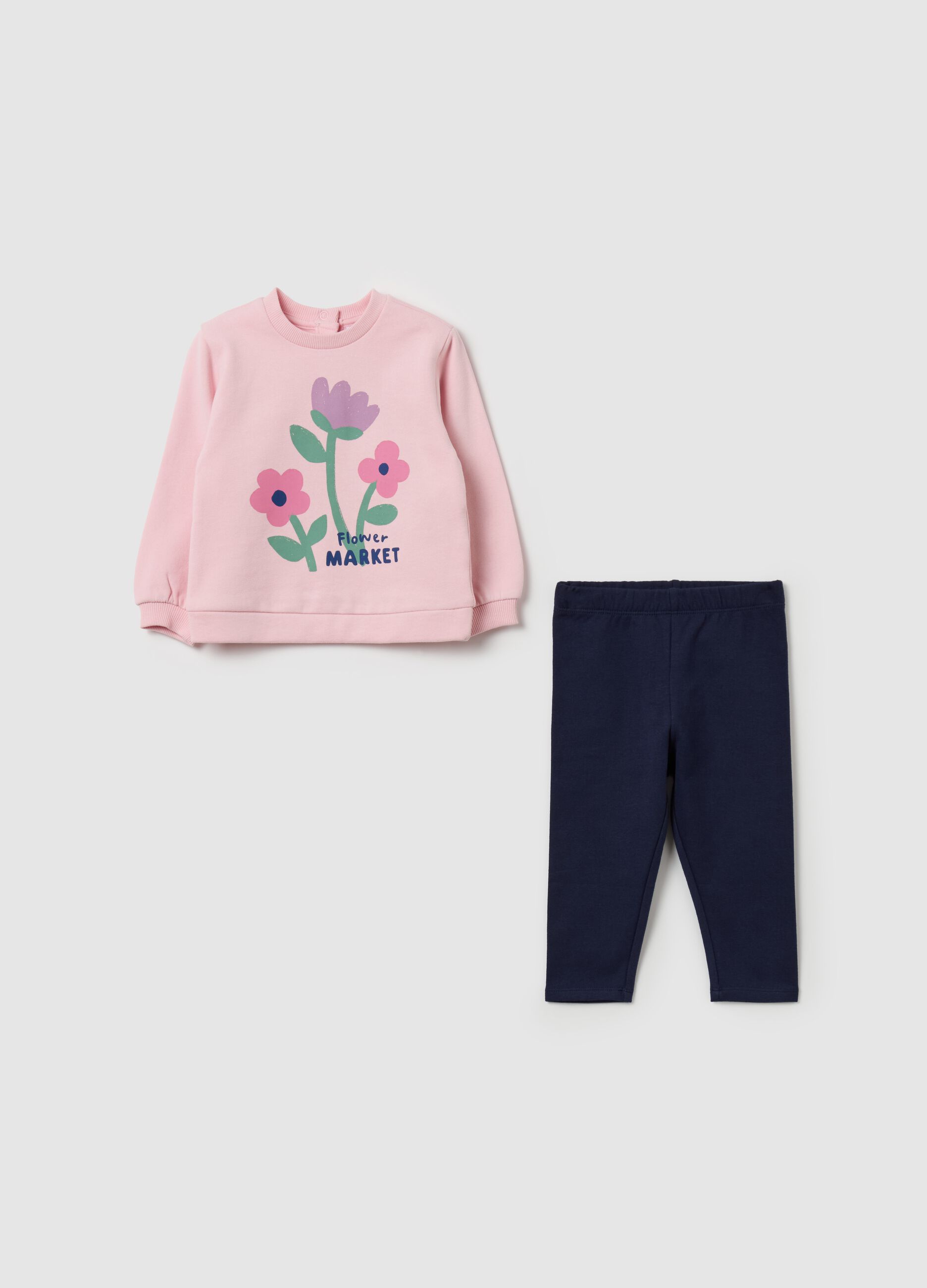 Jogging set in felpa con stampa floreale