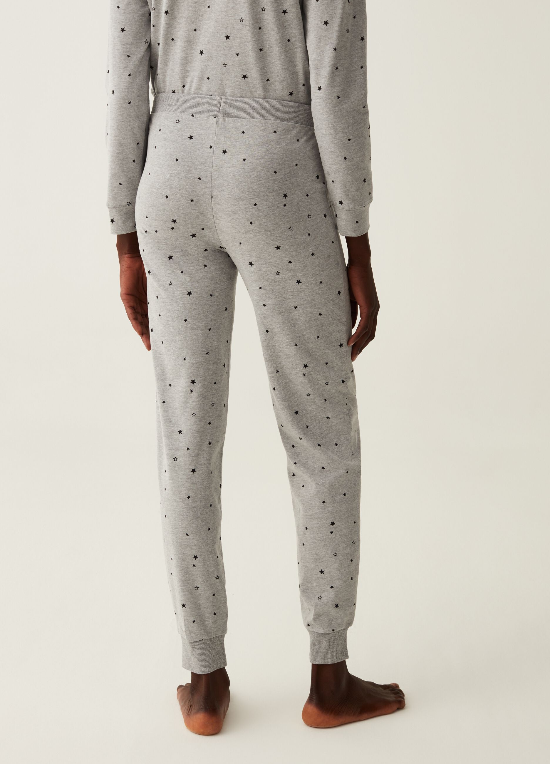 Cotton pyjama trousers with small stars print