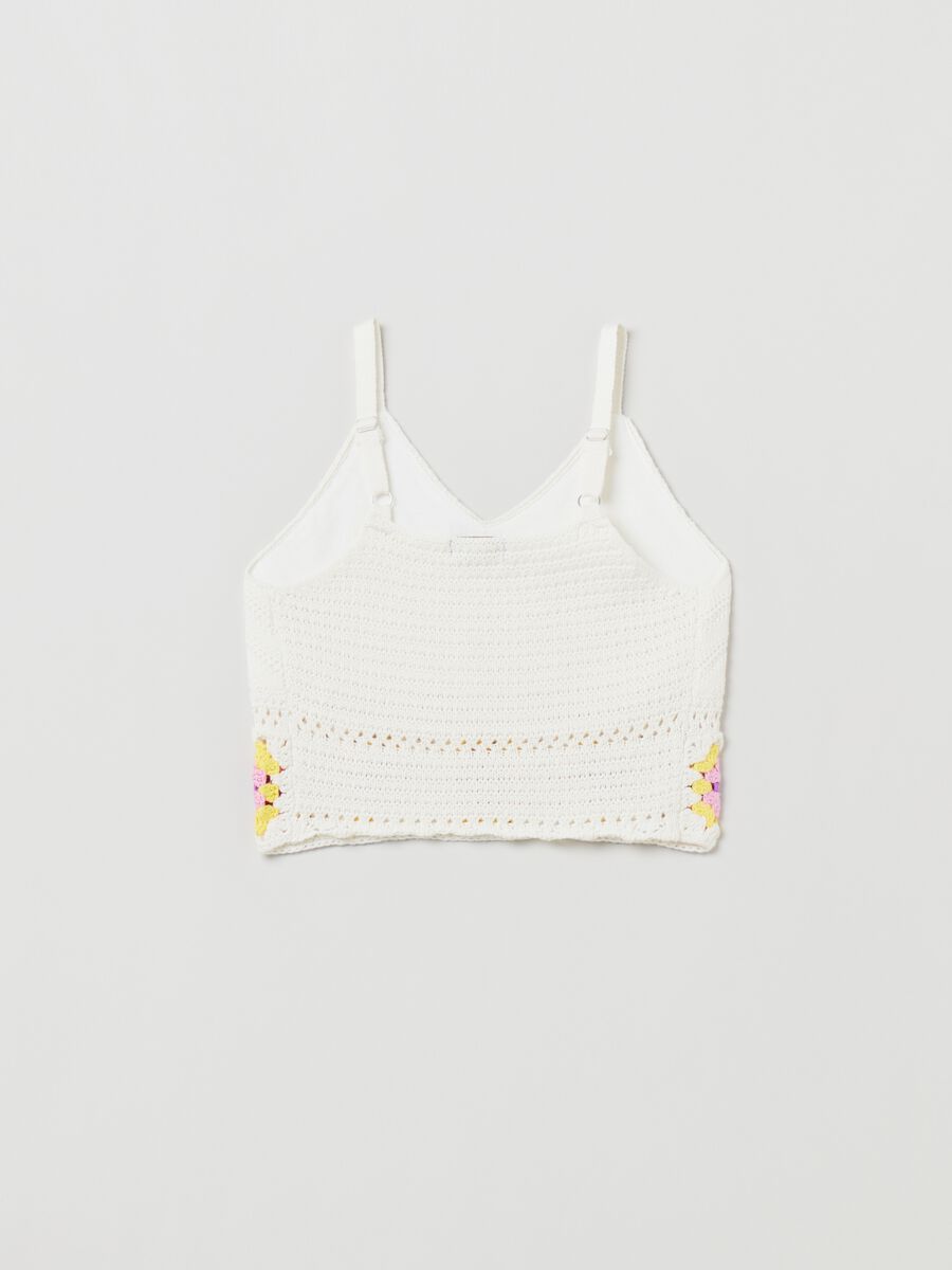 Crop top with multicoloured crochet flowers_1