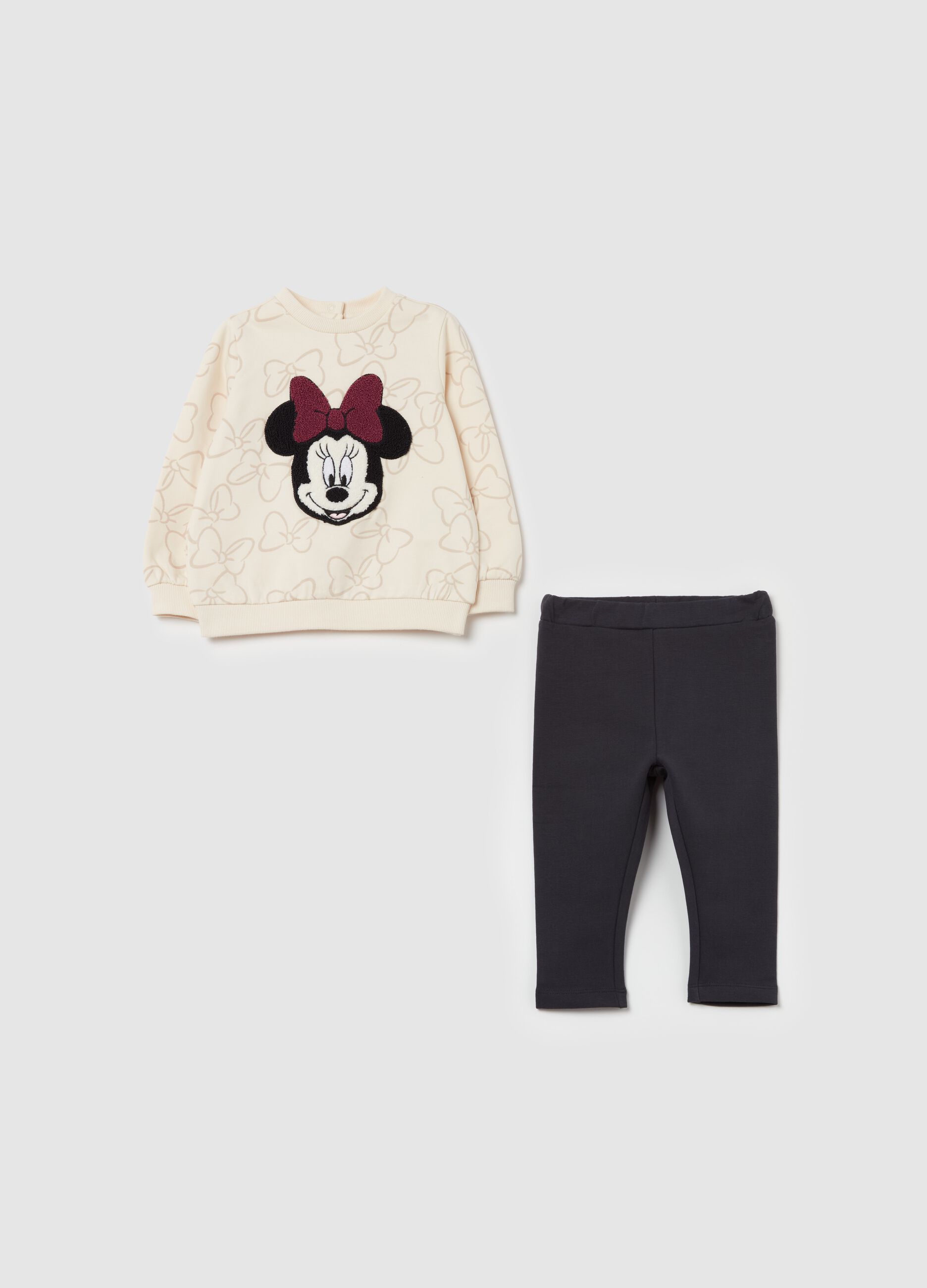 Jogging set in cotone bio con stampa Minnie