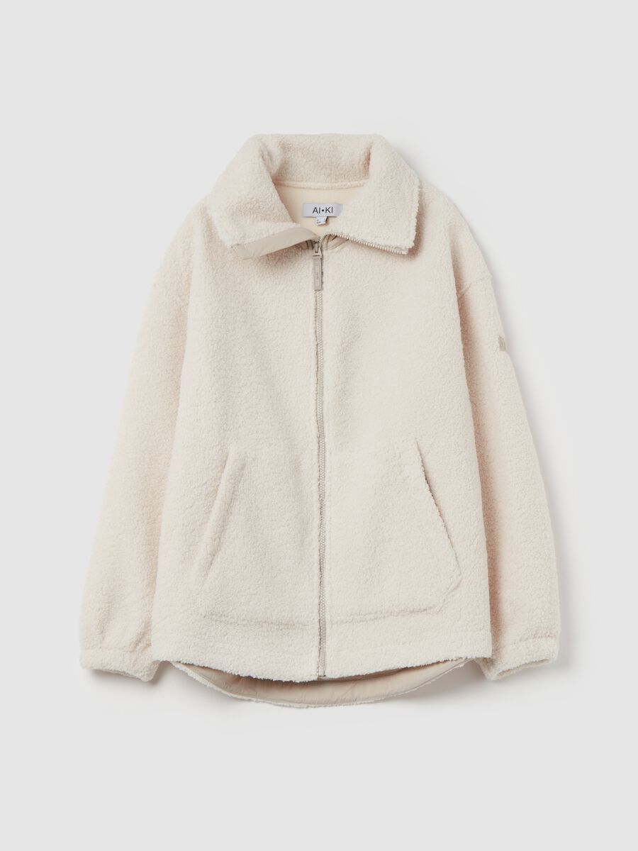 Full-zip sweatshirt in sherpa with high neck_4