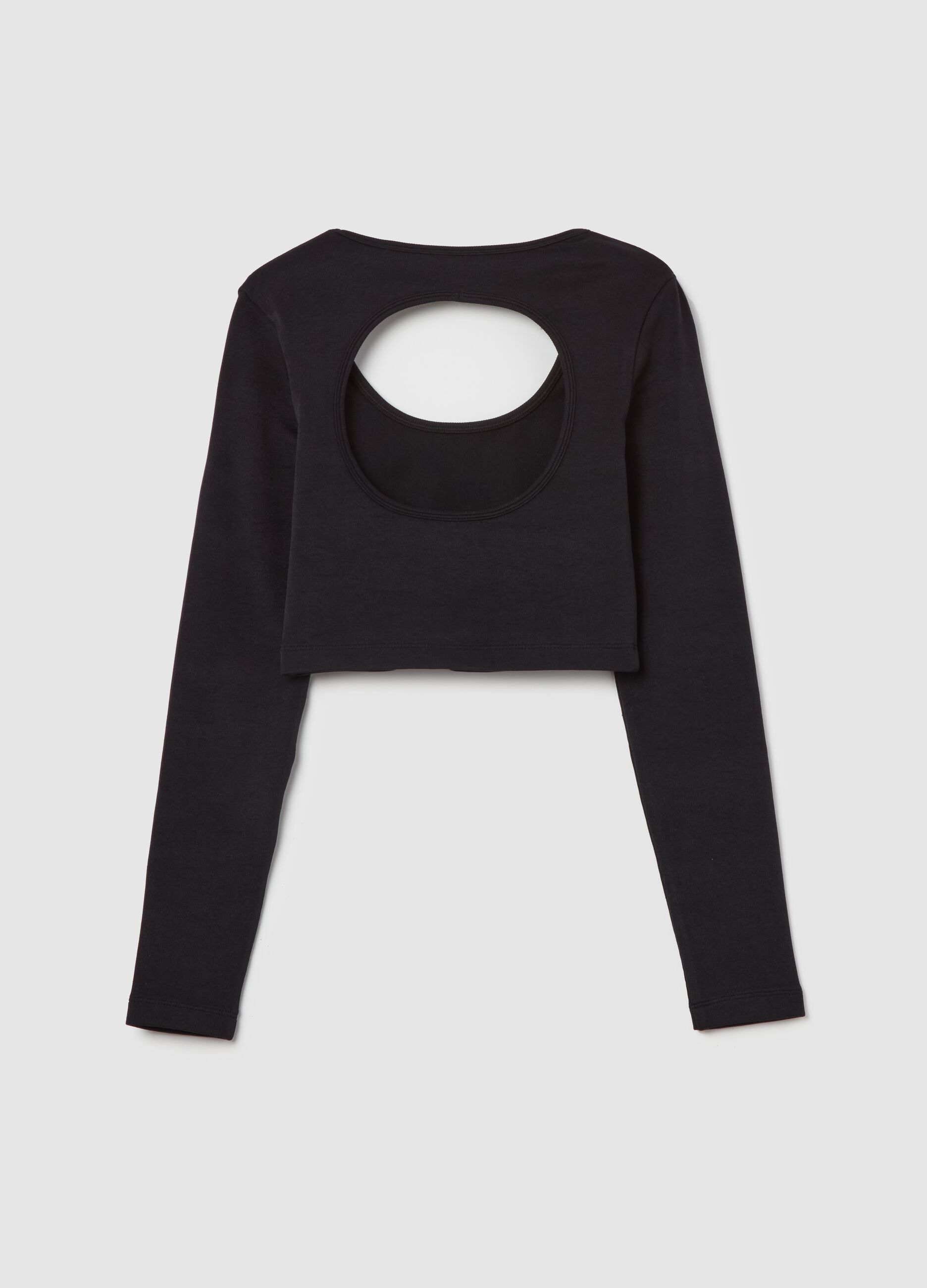 Cut Out Crop Longsleeve Black