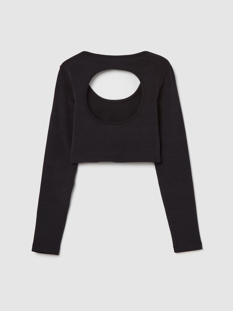 Cut Out Crop Long-sleeved Black_6