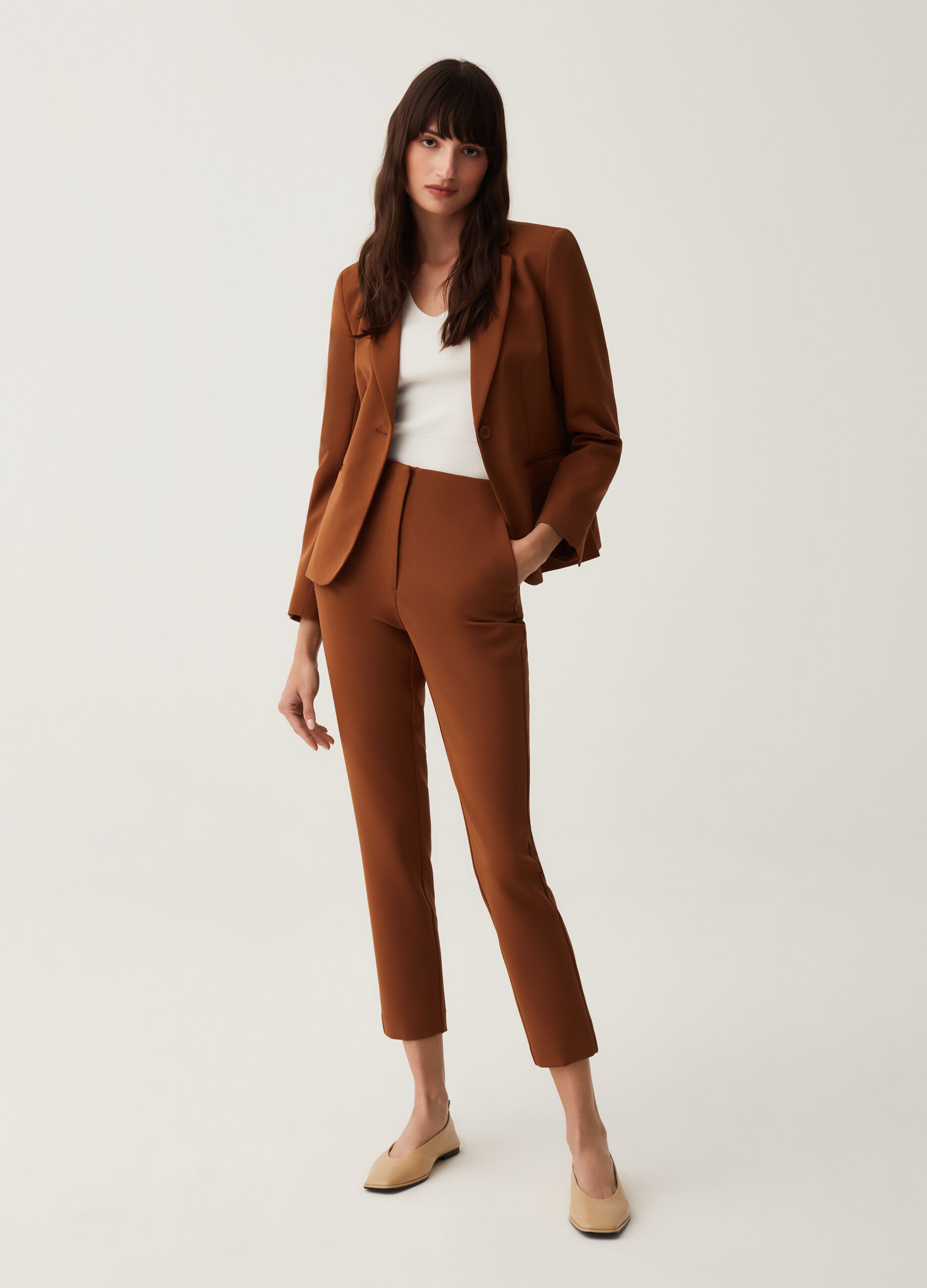 Solid colour stretch blazer