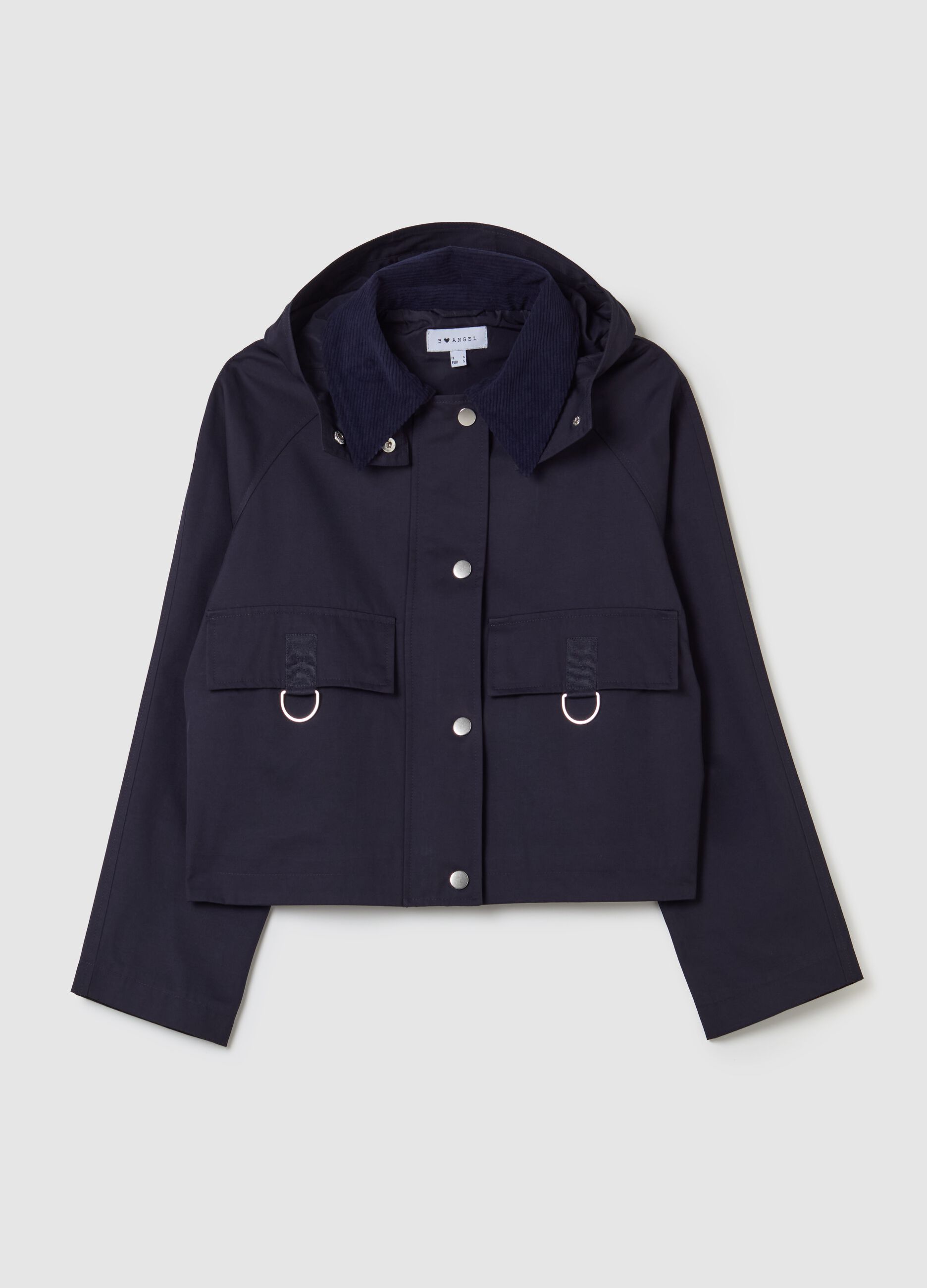 Short jacket with collar in corduroy