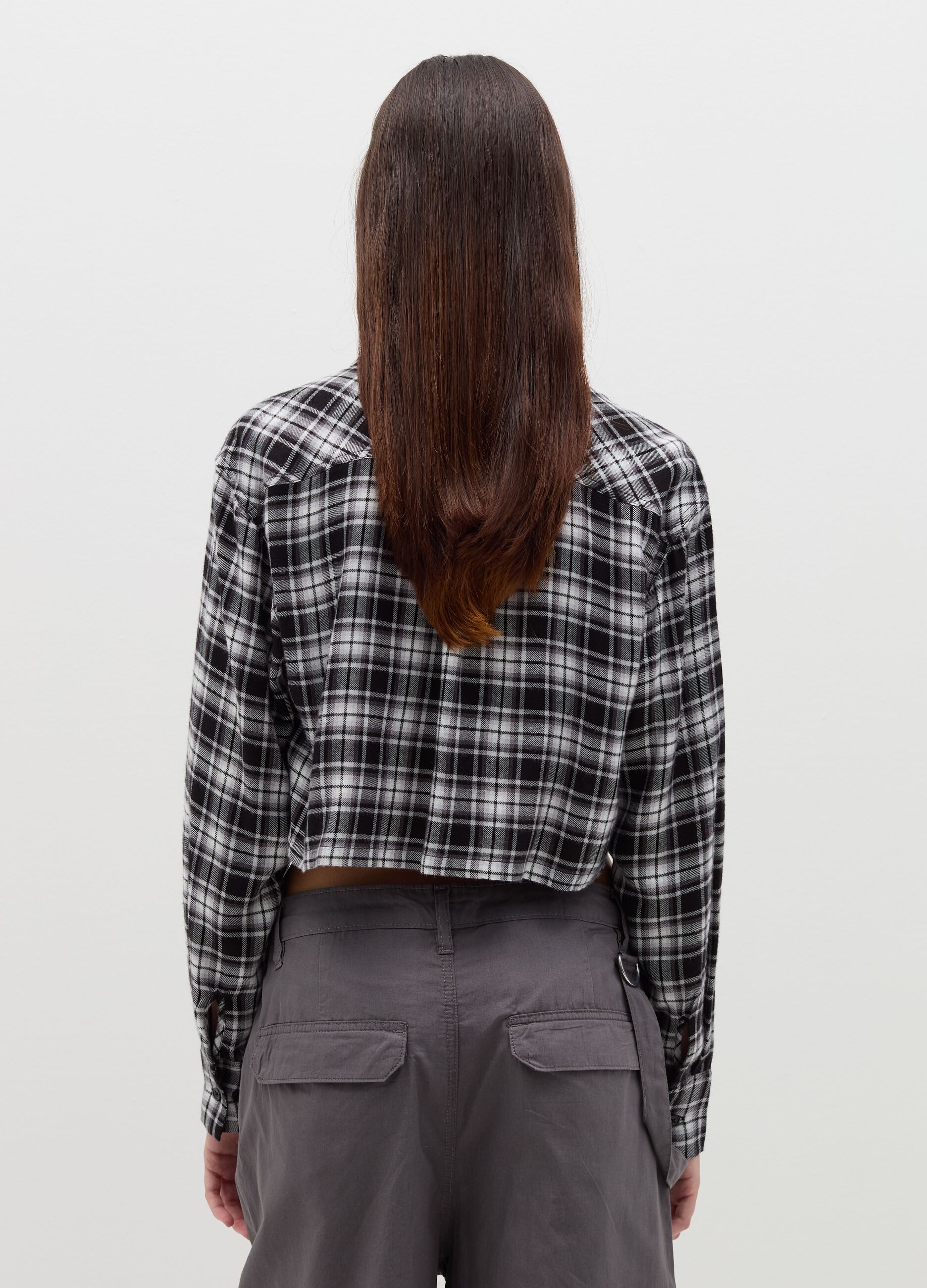 Crop shirt in check flannel