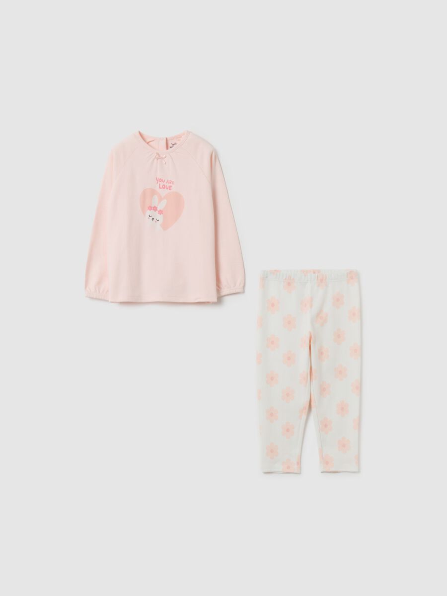 Organic cotton pyjamas with bow and print_0